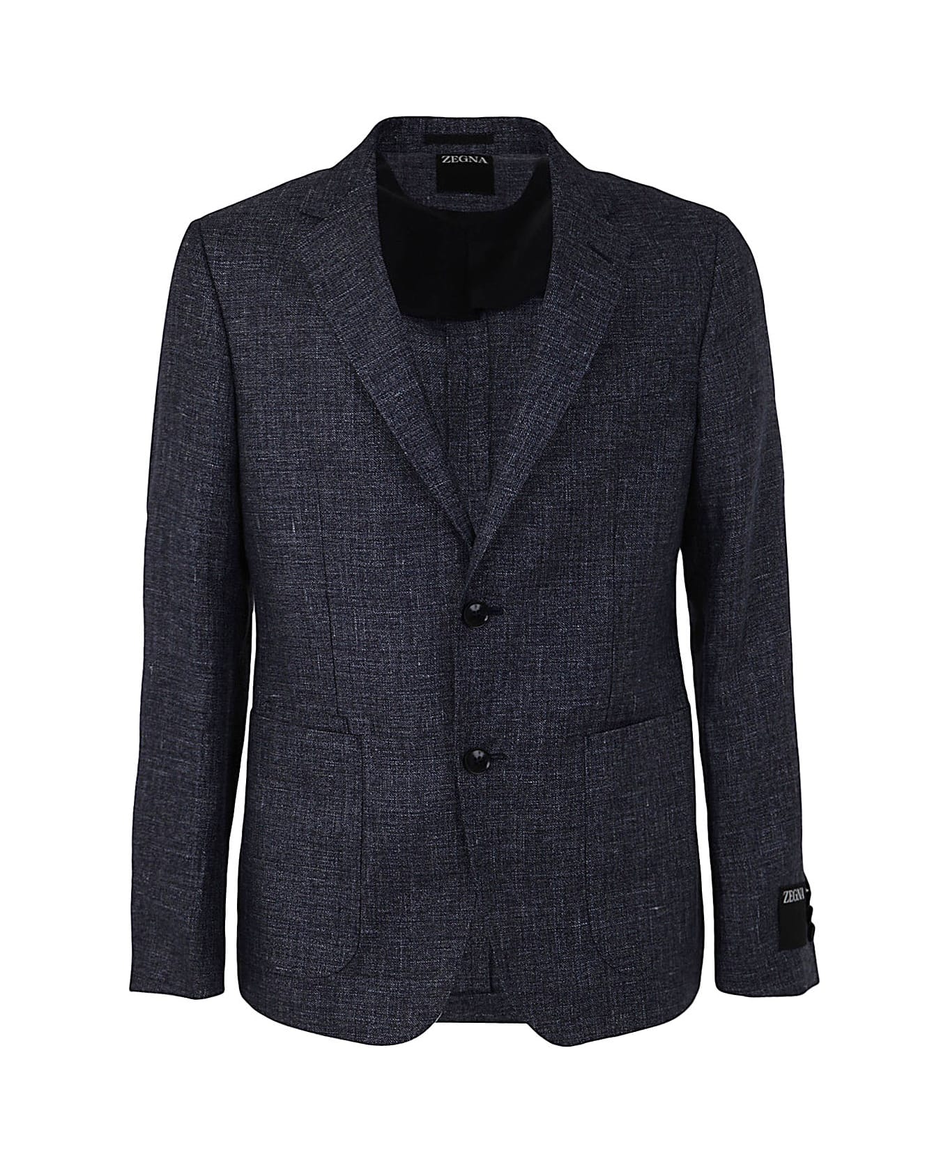 Zegna Linen And Wool Deco Jacket - Ink Blue