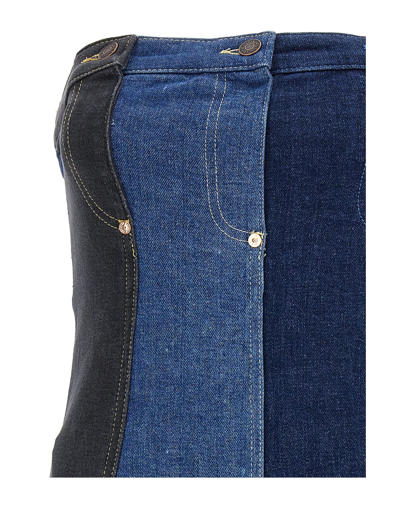 M05CH1N0 Jeans Patchwork Mini Dress - Blue