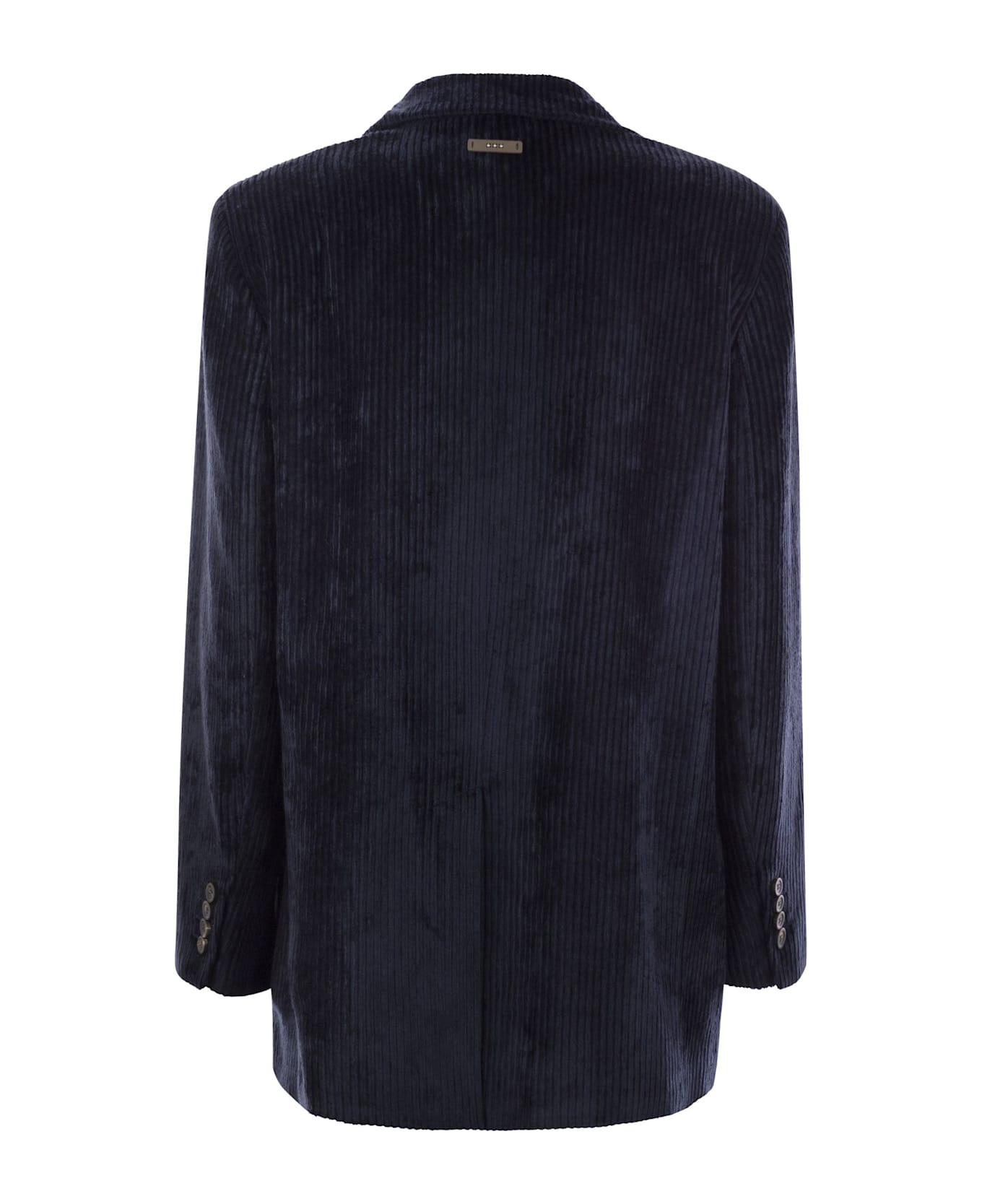 Peserico Velvet Double-breasted Blazer - Navy