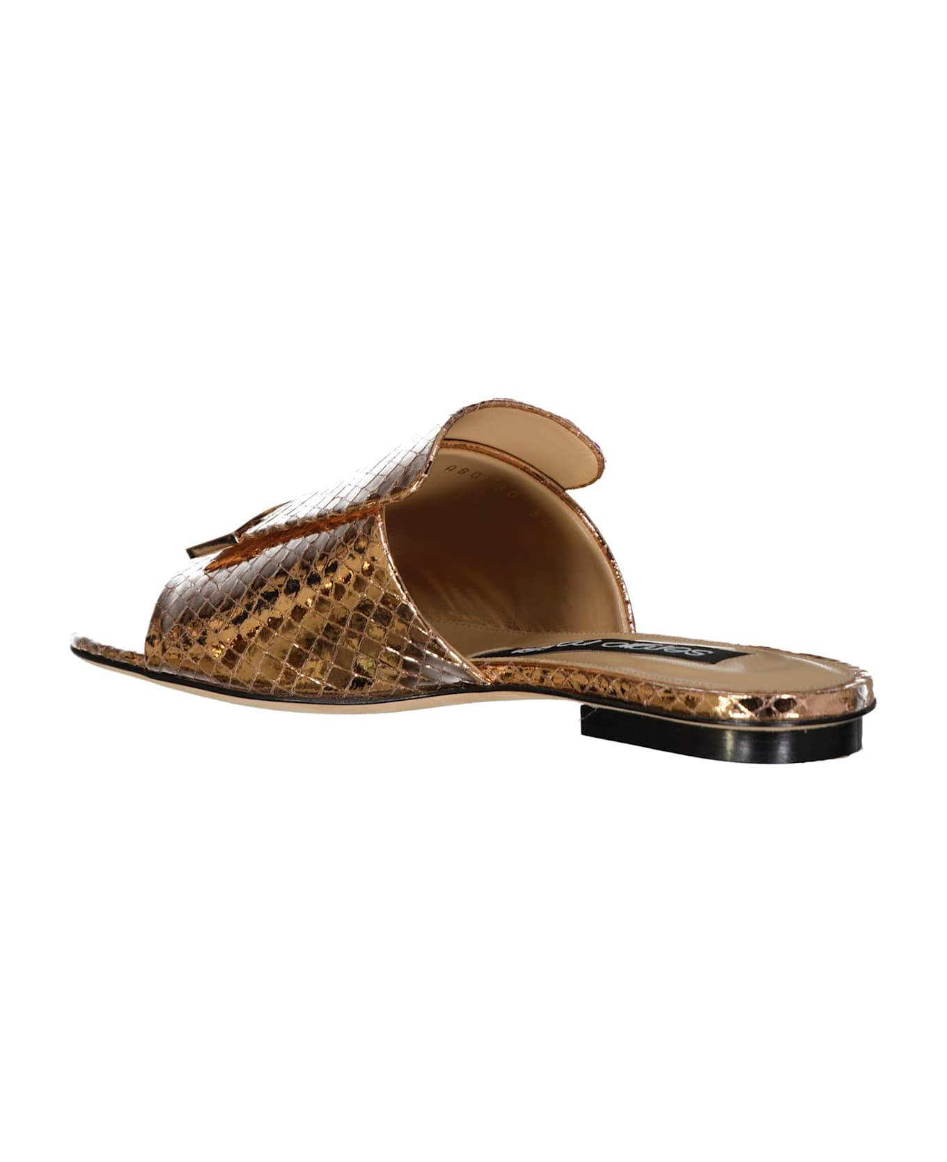 Sergio Rossi Leather Flat Sandals - Rose gold