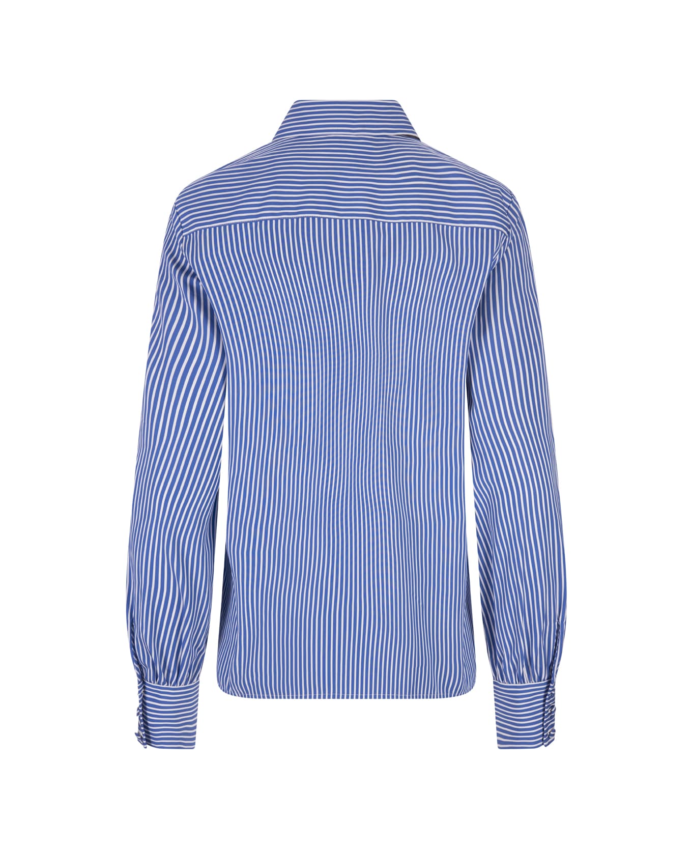 Etro Navy Blue Striped Shirt With Logo - Gnawed Blue
