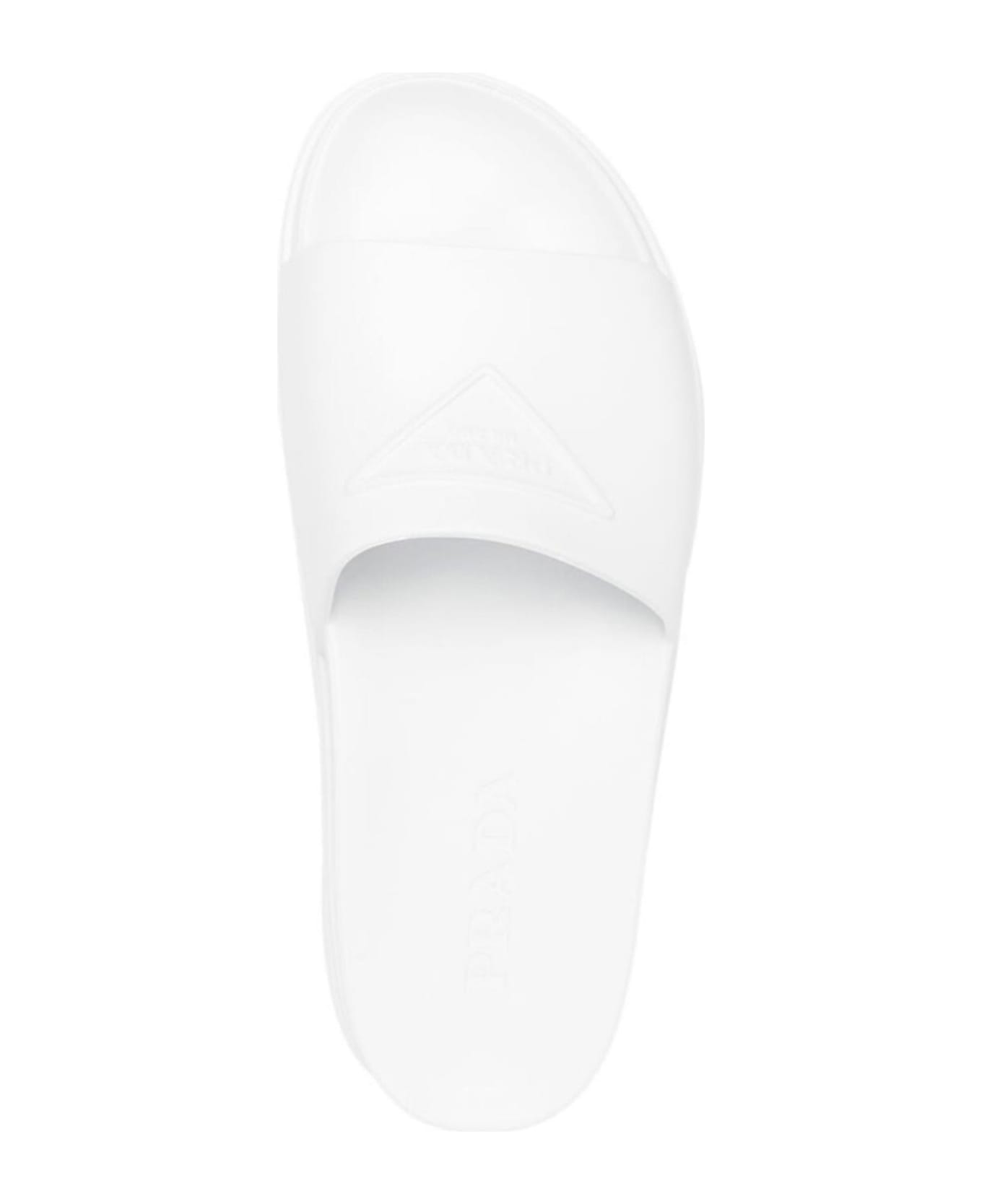 Prada Logo Rubber Flats - White