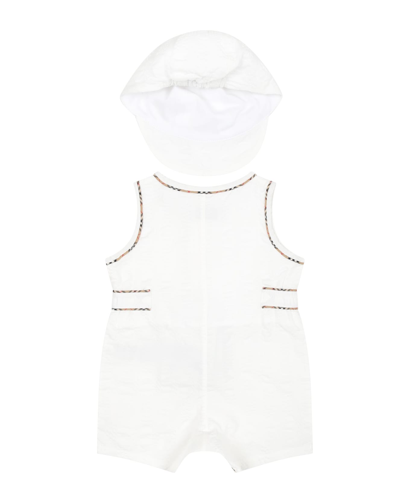 Burberry quilted White Romper Set For Baby Kids - White