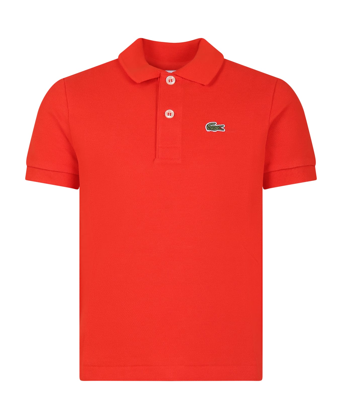 Lacoste Red Polo Shirt For Boy With Crocodile - Red