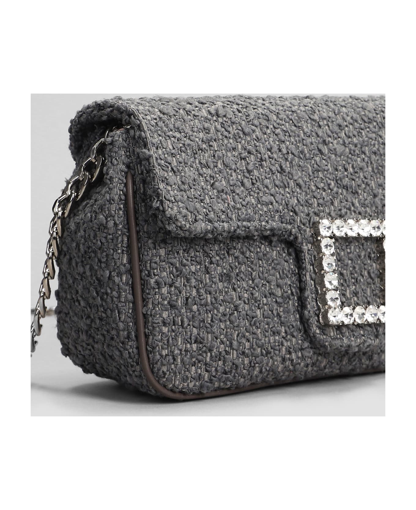 Roberto Festa Lunette Shoulder Bag In Grey Wool - grey