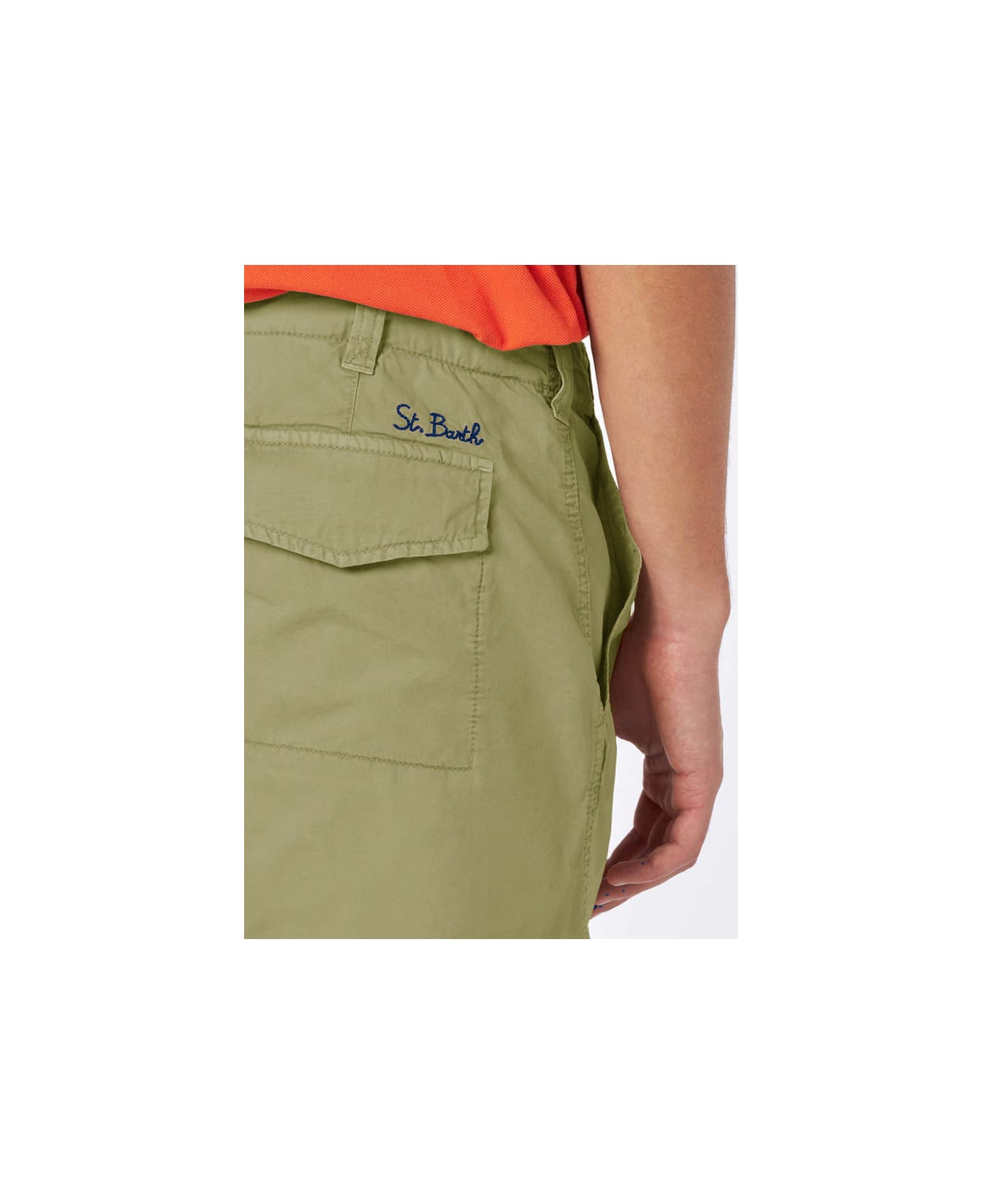 MC2 Saint Barth Man Military Green Bermuda With Side Pockets - GREEN