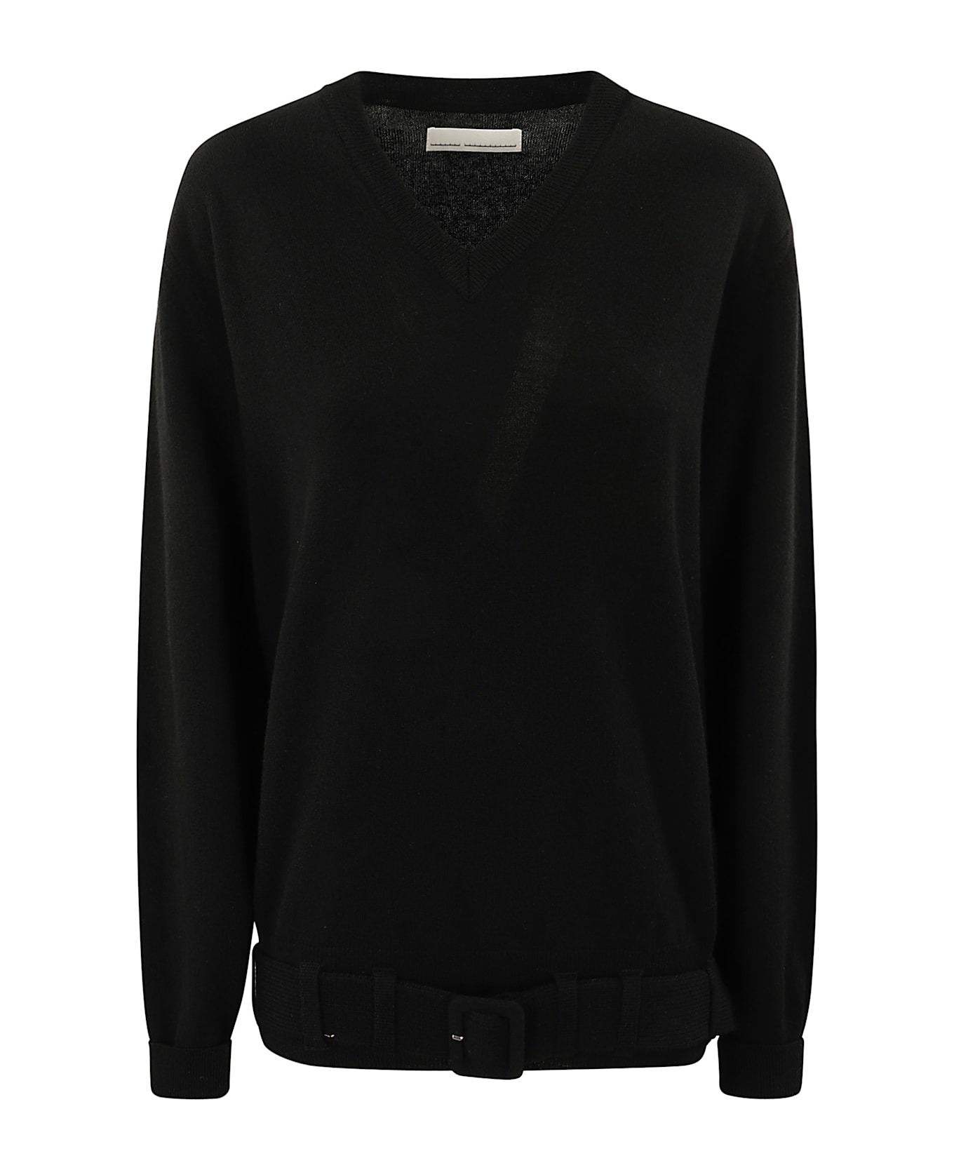 Random Identities Men Belted Cashmere Sweater Knit - BLACK