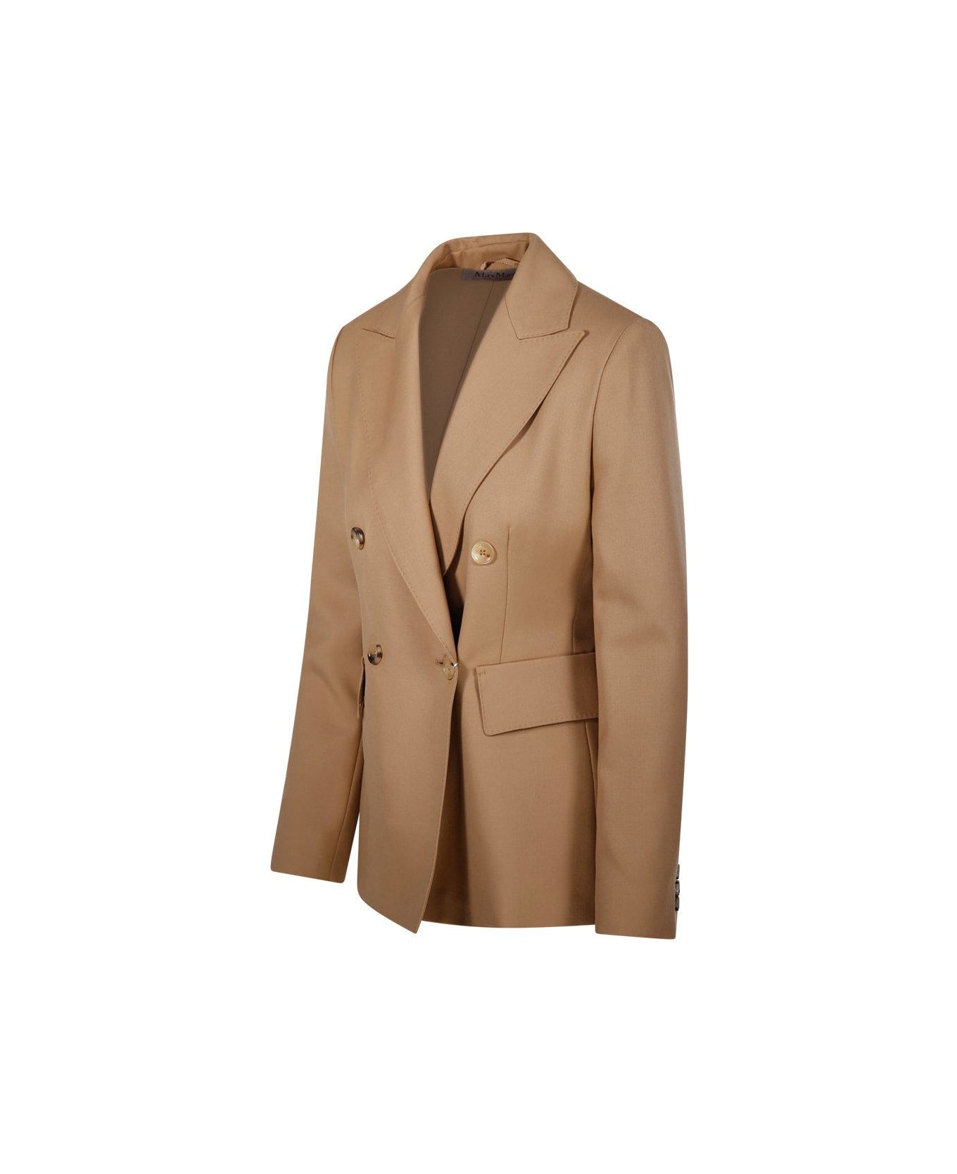 Max Mara Double-breasted Long-sleeved Jacket - Honey