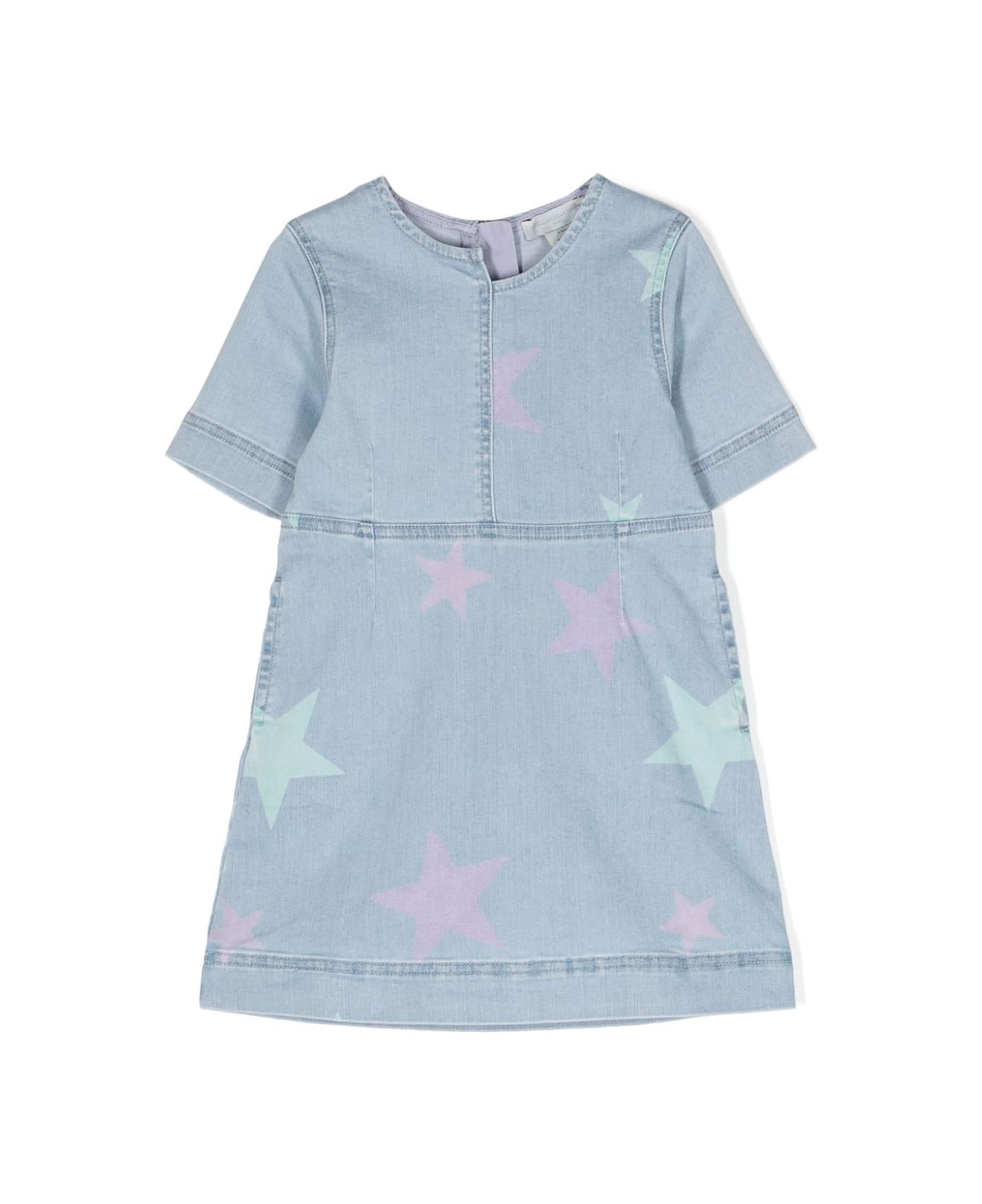 Stella McCartney Kids Denim T-shirt Dress With Star Print - Blue ワンピース＆ドレス