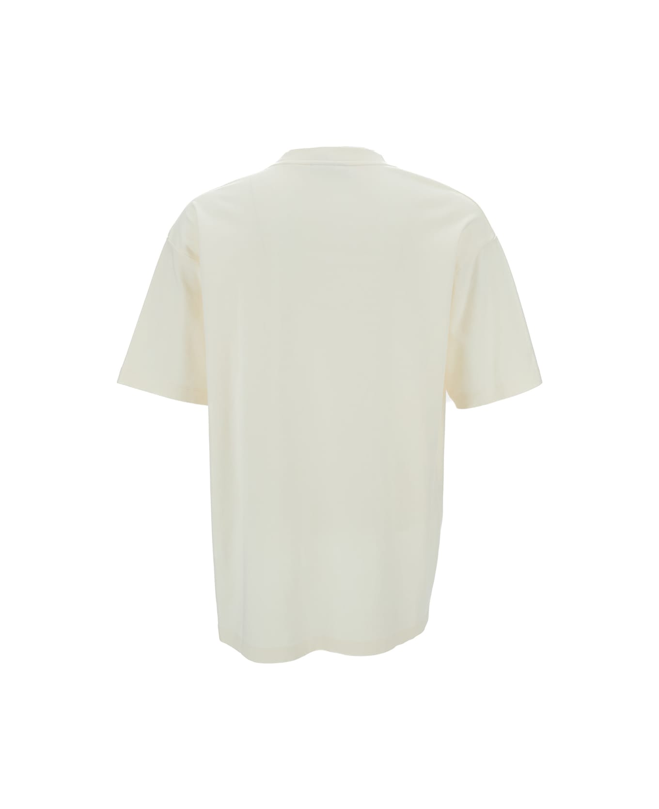 Drôle de Monsieur White Crewneck T-shirt With Pinceaux Print In Cotton Man - White