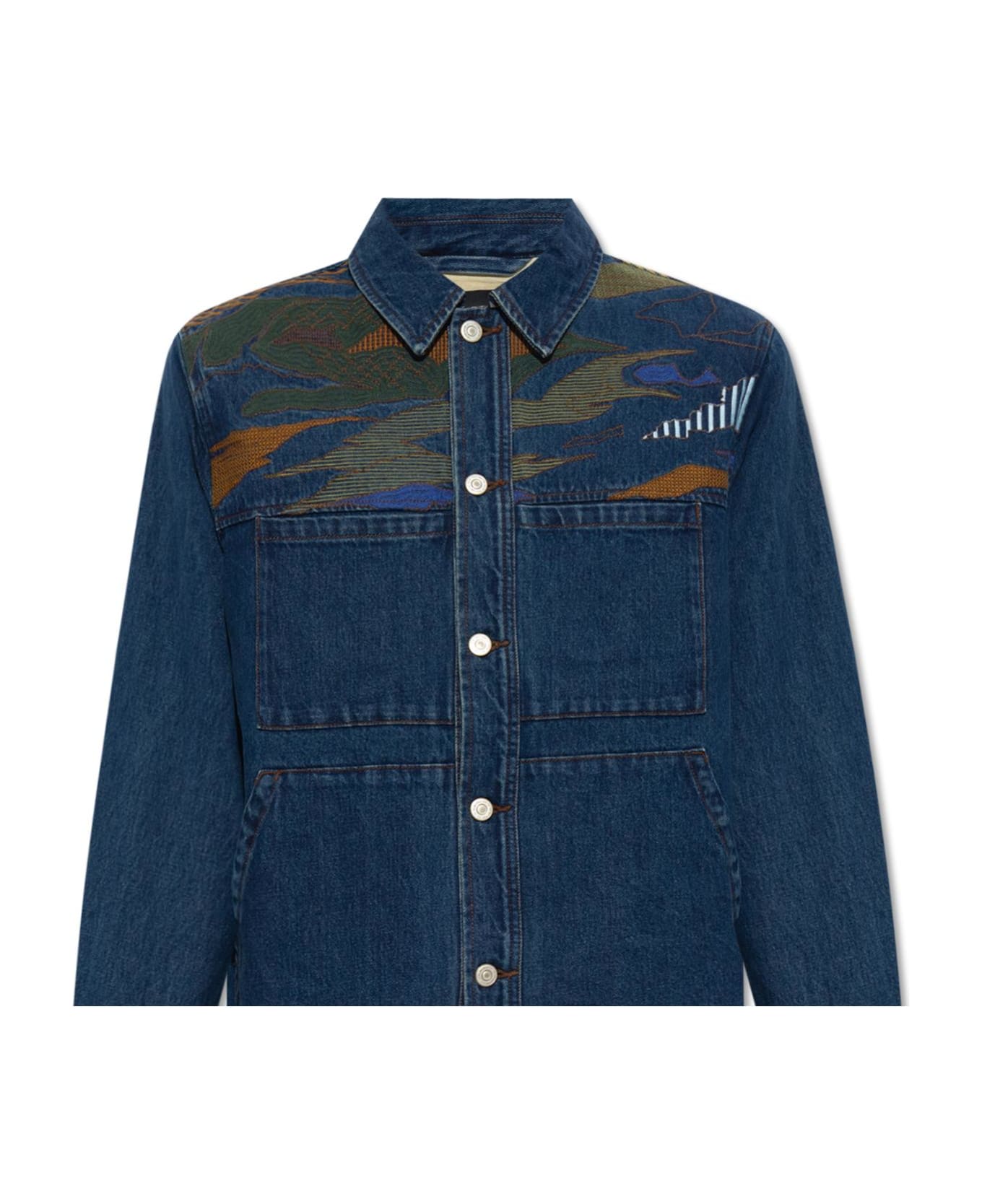 PS by Paul Smith Ps Paul Smith Embroidered Denim Jacket - Blue ジャケット