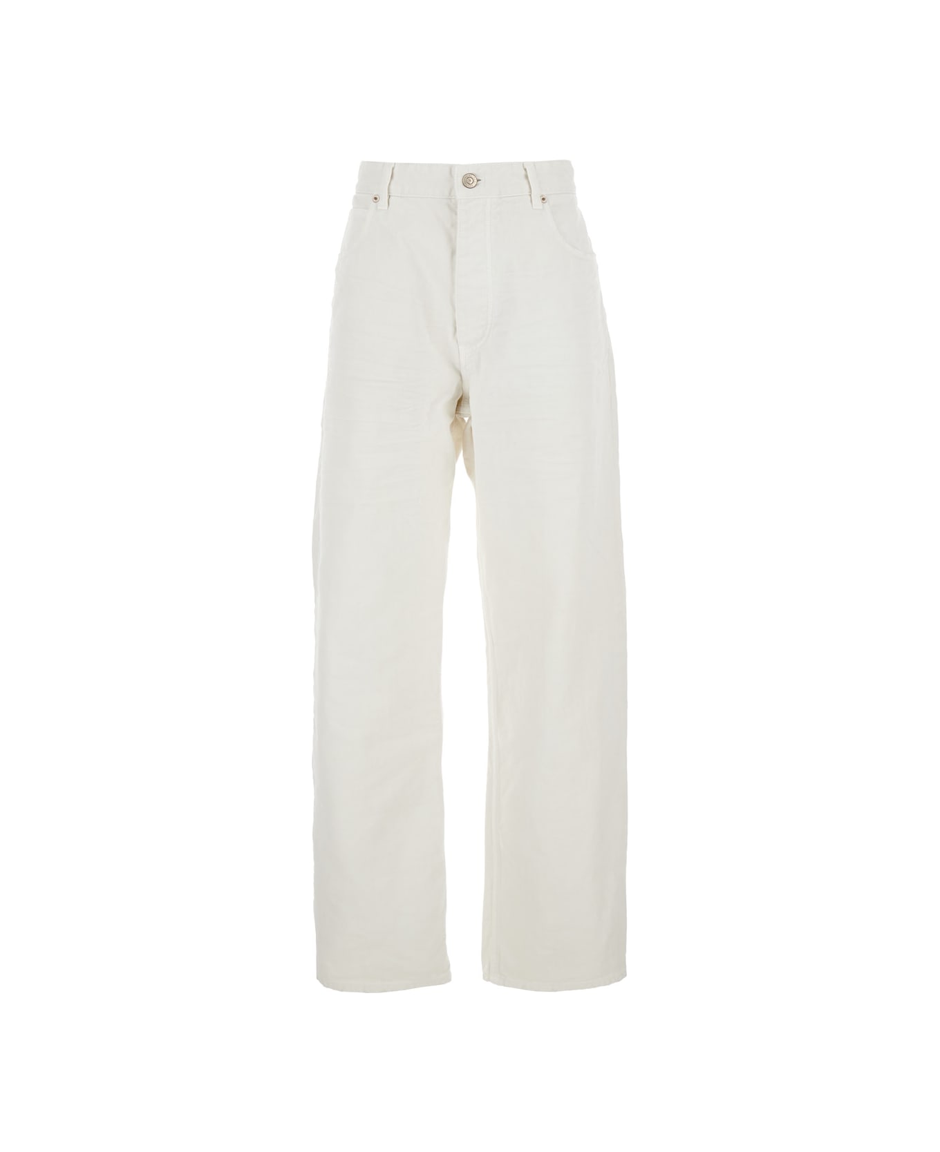 Balenciaga Five Pocket Jeans With Ripped Hem - White