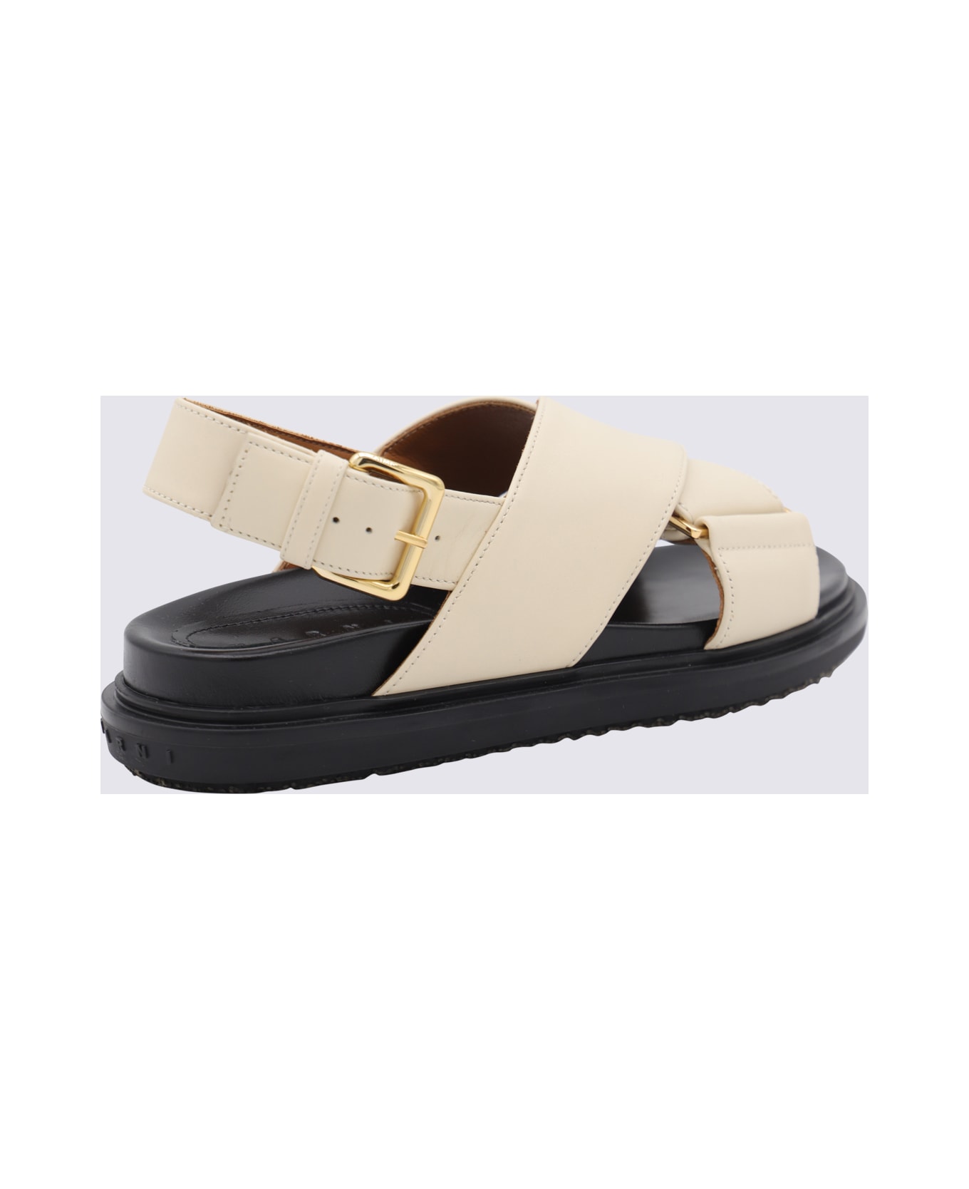 Marni Silk White Leather Fussbett Sandals - SILK WHITE