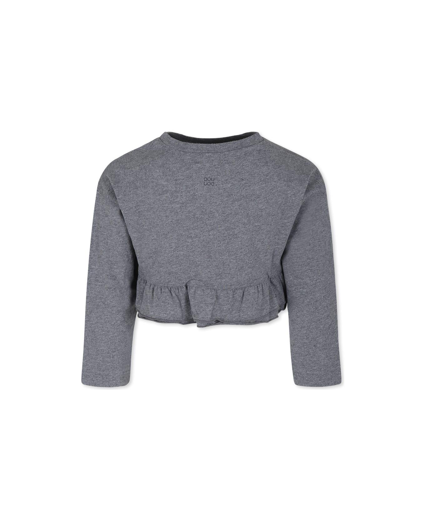 Douuod Grey Crop T-shirt For Girl With Logo - Grey