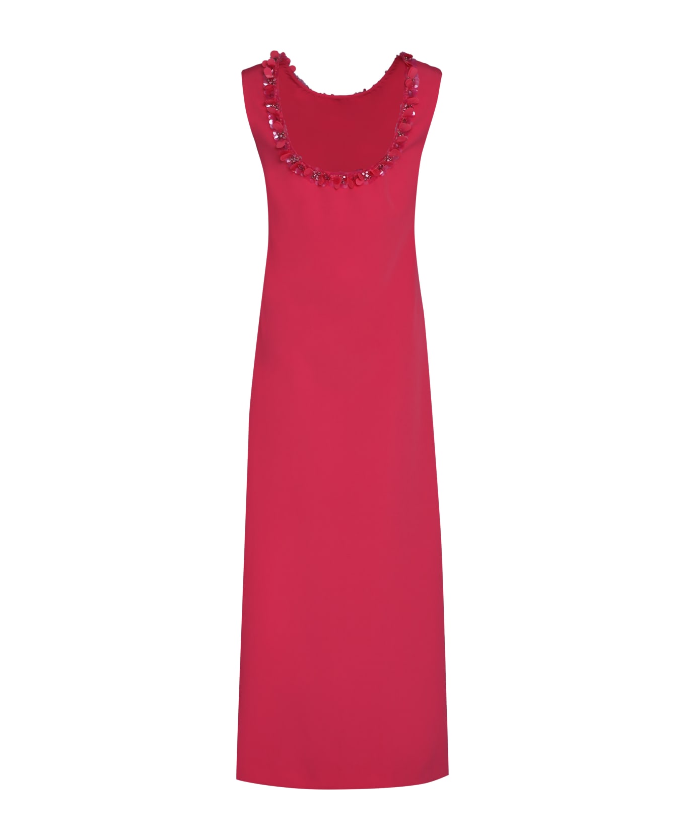 Parosh Dress With Floral Embroidery - Fuchsia