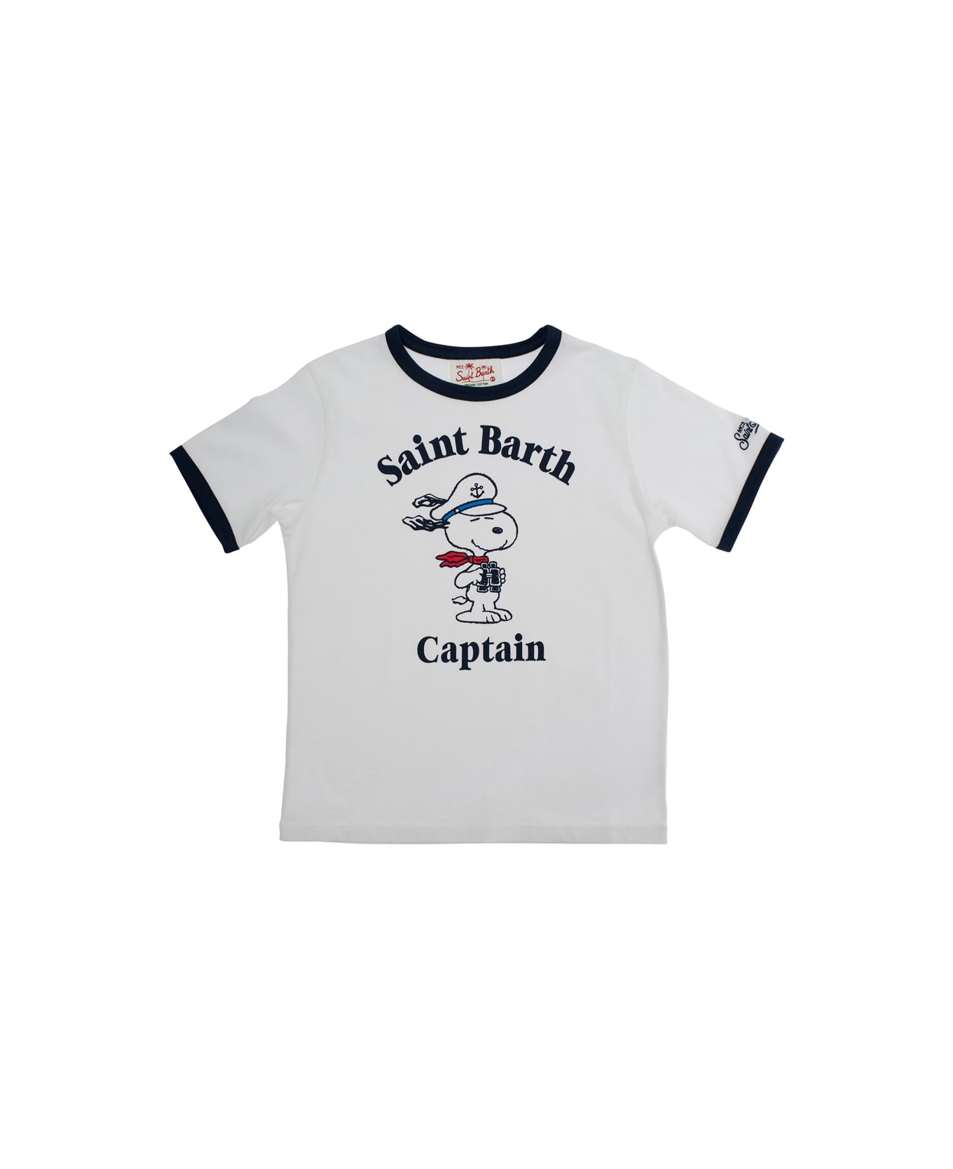 MC2 Saint Barth 'dean Jr' White T-shirt With Round Neck And Maxi Logo Print On The Front In Cotton Baby - White