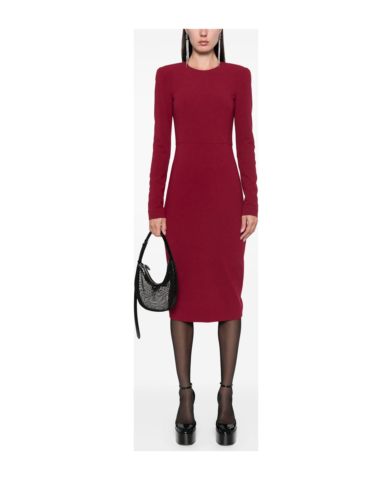 Victoria Beckham Tshirt Fitted Dress Long Sl - Oxblood