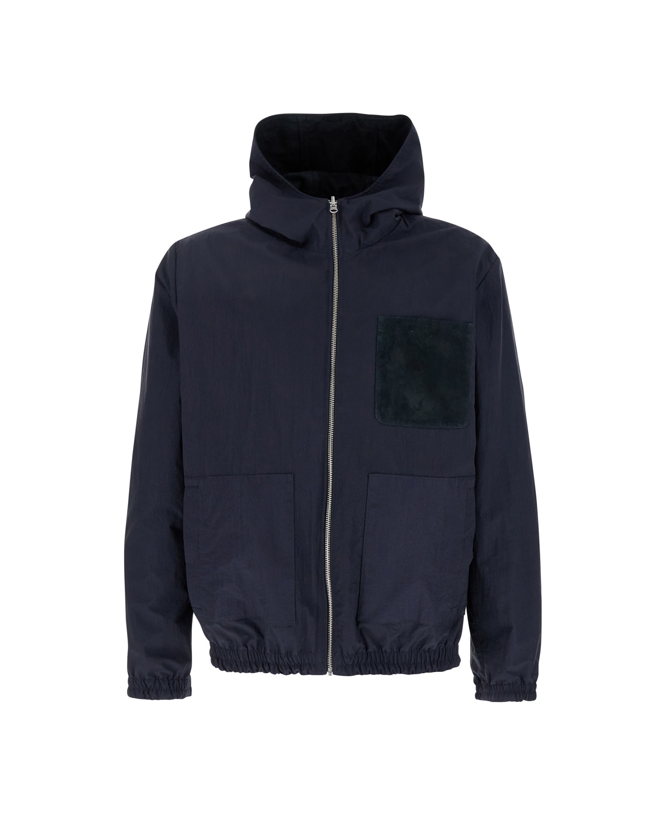 ARMA Dark Blue Reversible Jacket With Hood In Suede And Tech Fabric Man - Blu