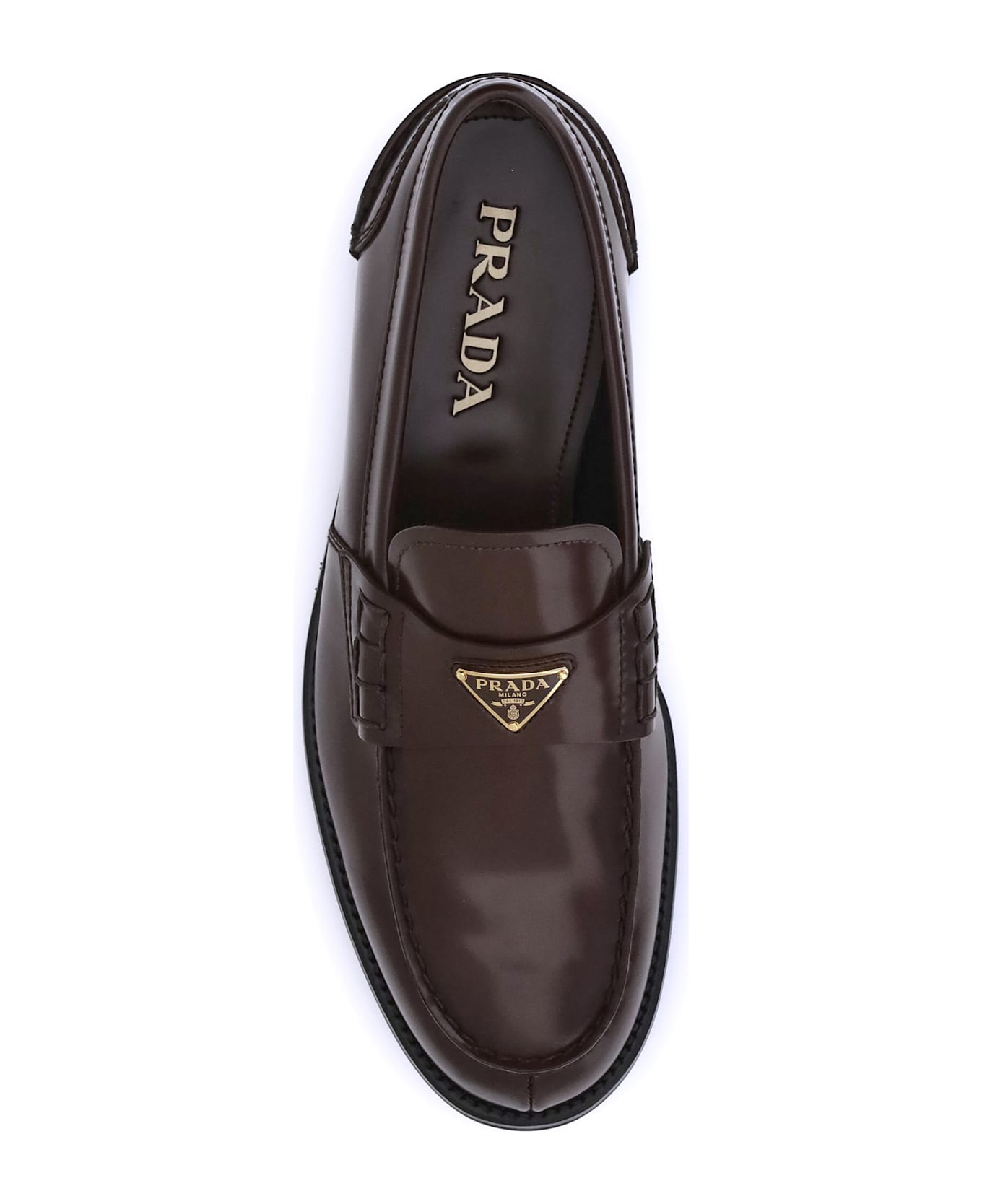 Prada Triangular Plaque Loafers