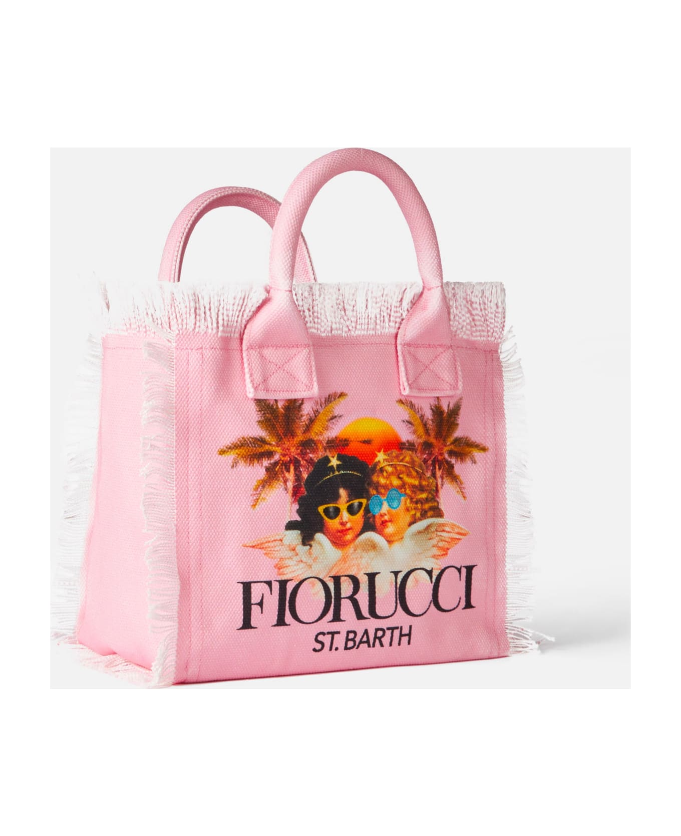 MC2 Saint Barth Colette Pink Cotton Canvas Handbag With Fiorucci Angels Print | Fiorucci Special Edition - PINK