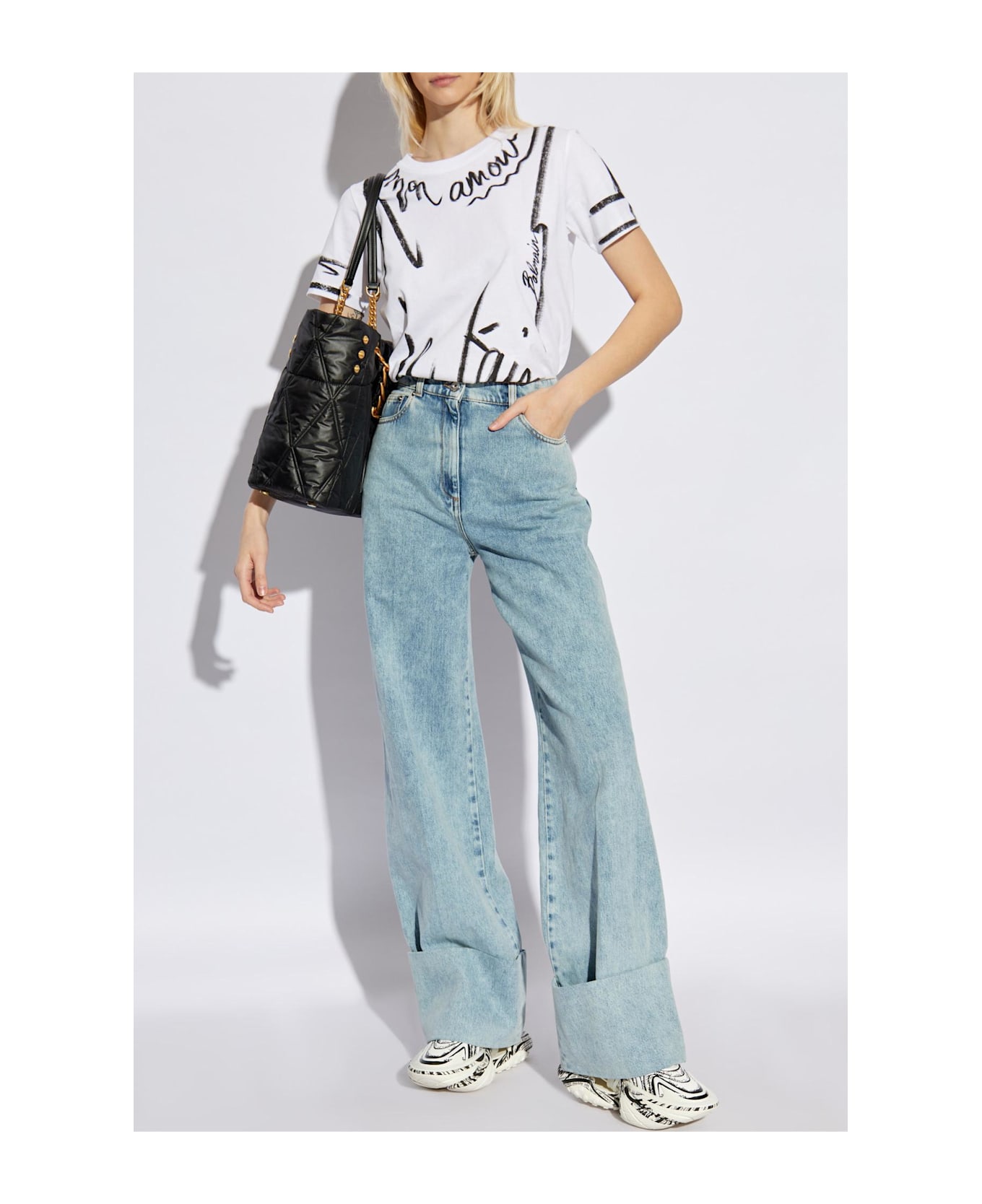 Balmain Printed T-shirt - Gab White Black