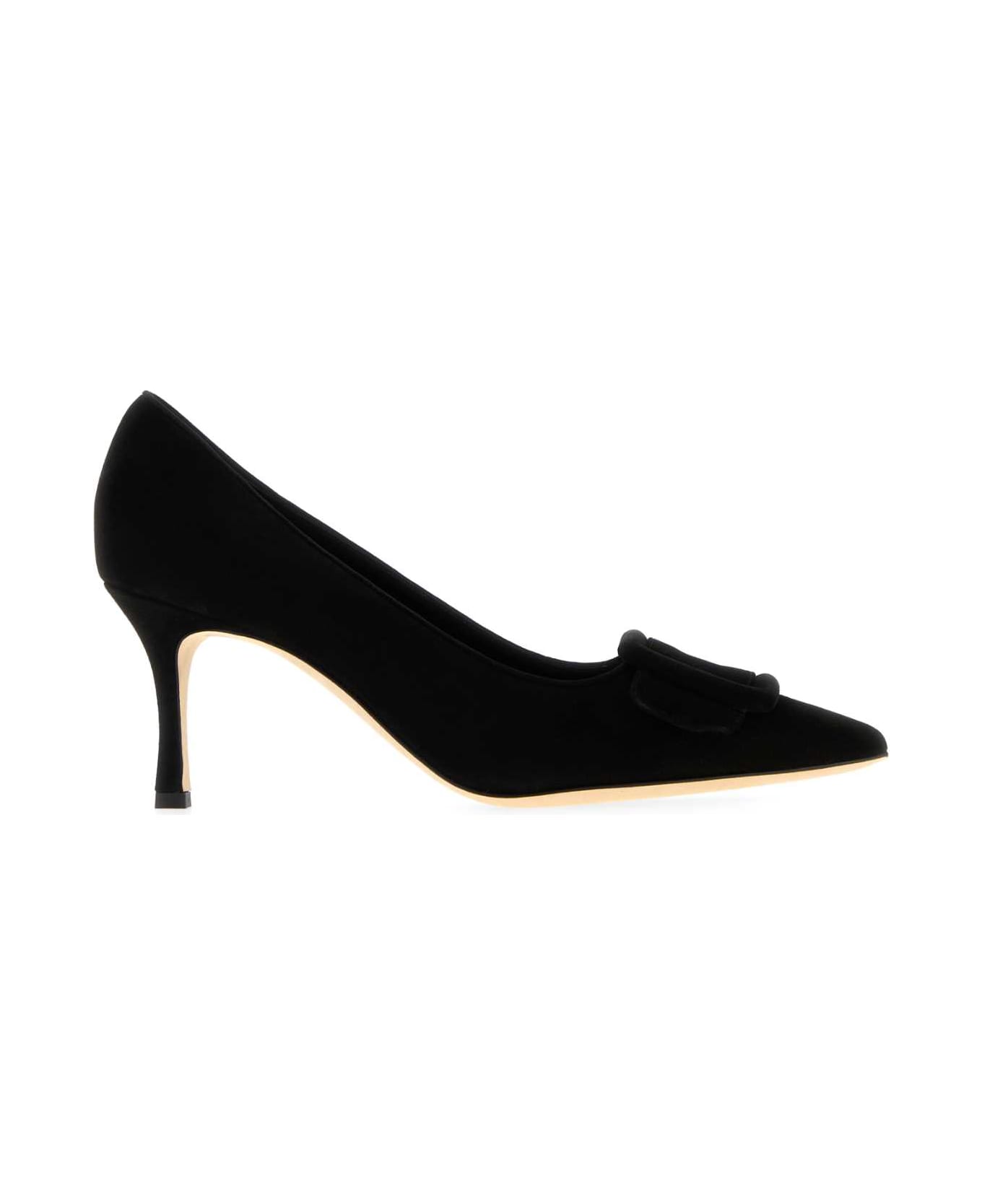 Manolo Blahnik Black Suede Maysale Pumps - BLCK