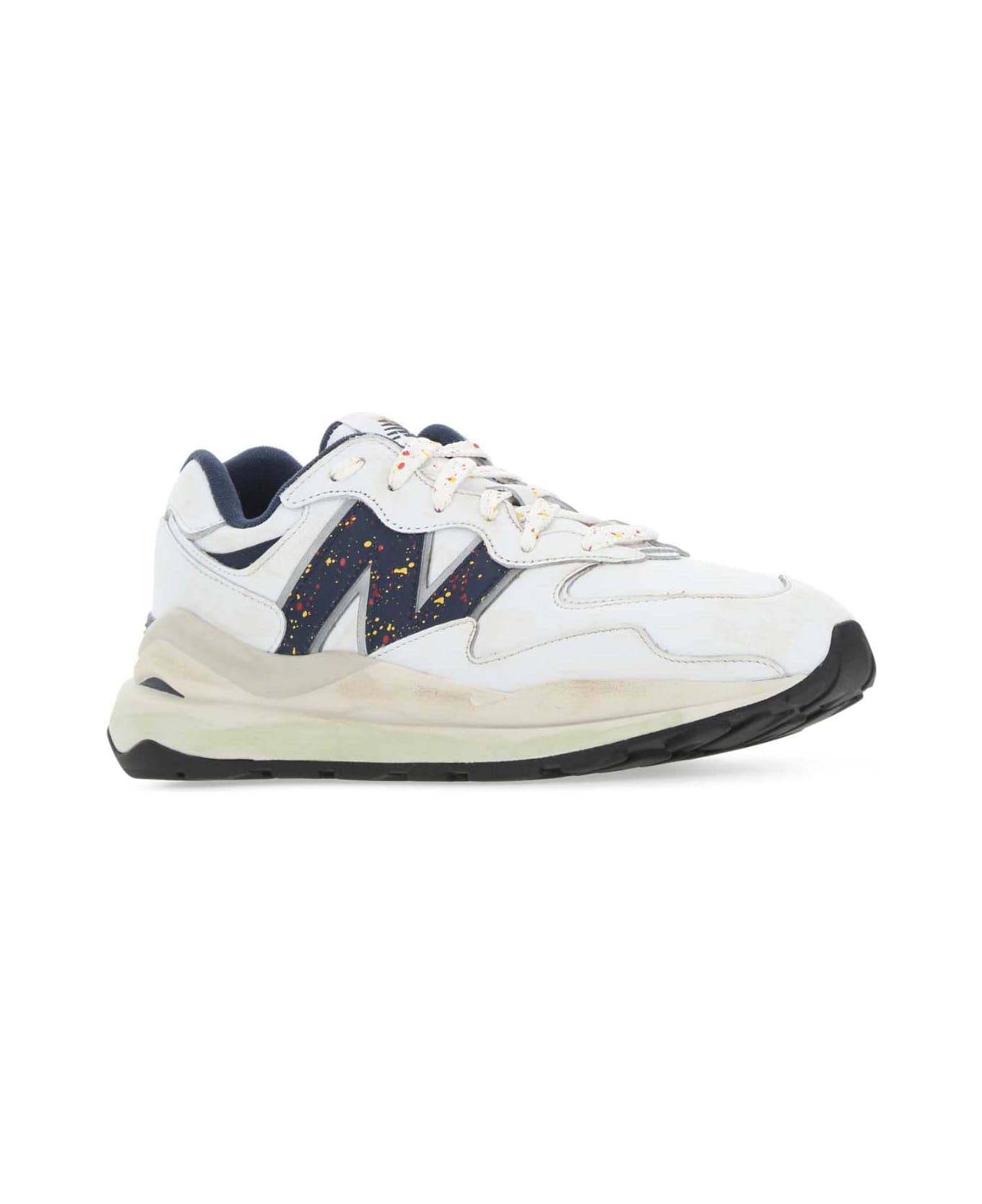 New Balance White Leather 57/40 Sneakers - WHITE