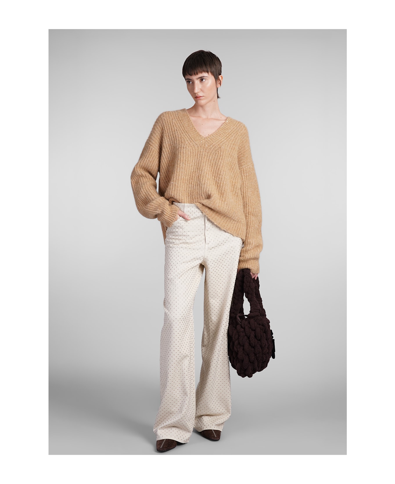 Laneus Knitwear In Camel Cashmere - Beige