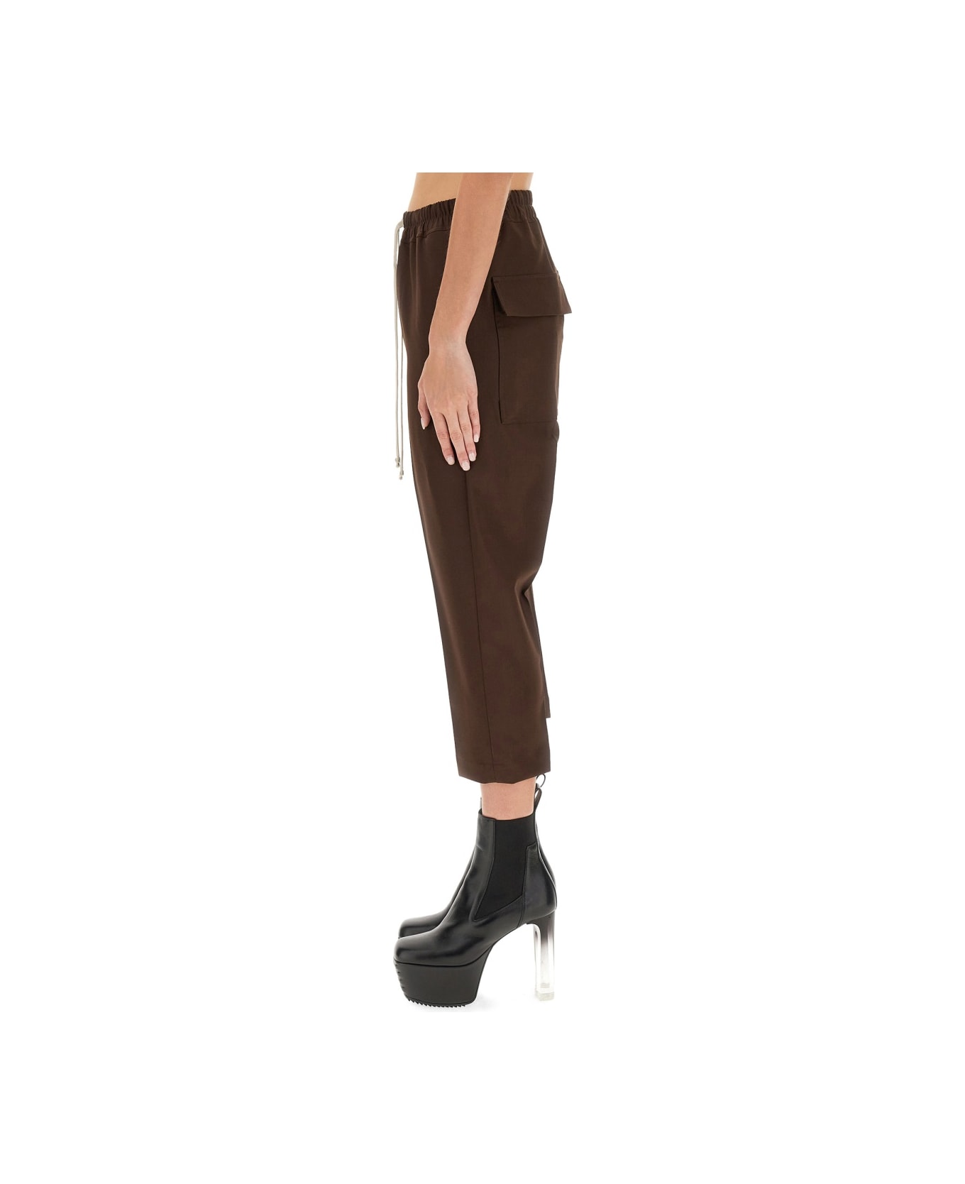 Rick Owens Drawstring Astaires Cropped Pants - BROWN