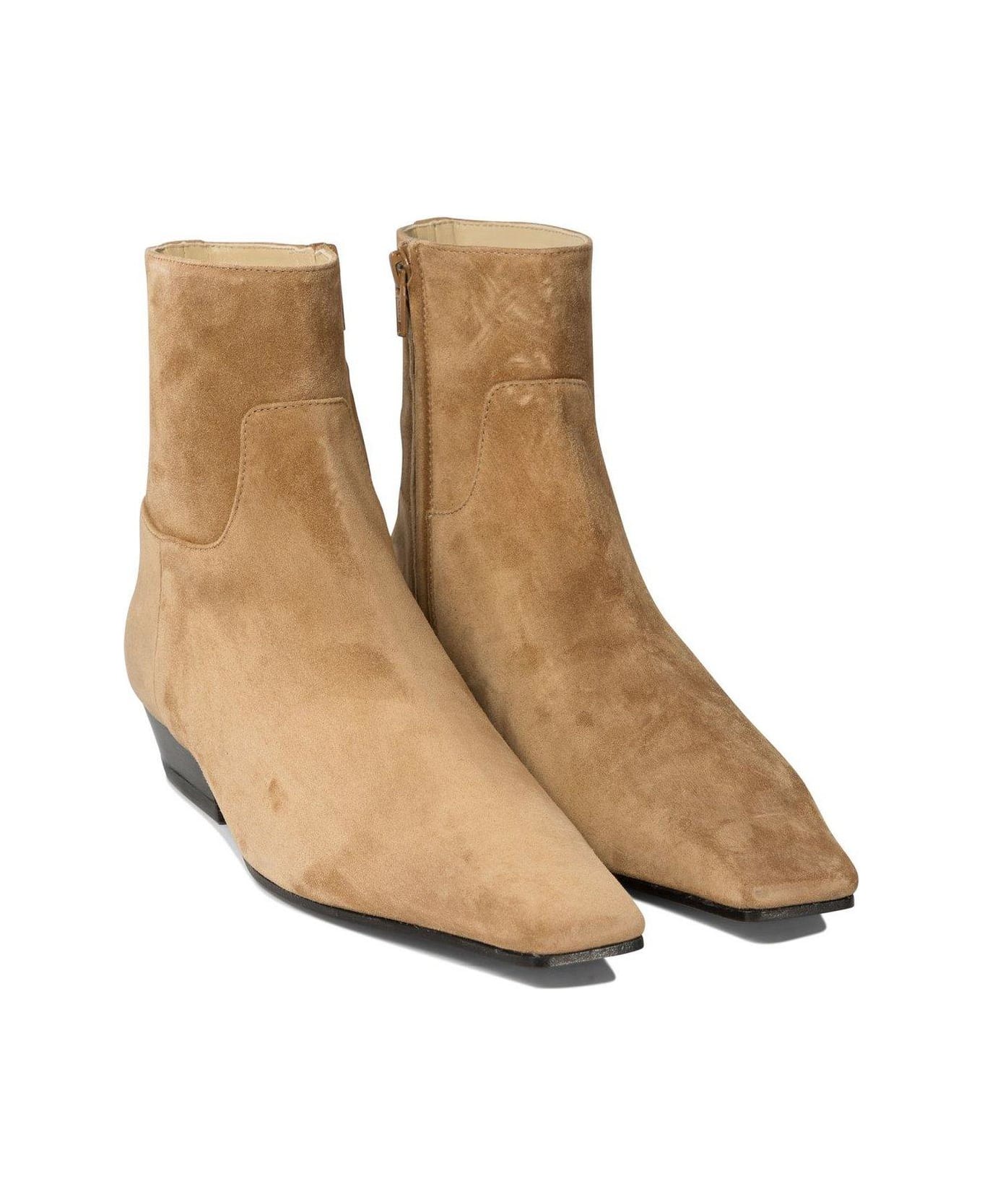 Khaite Marfa Square-toe Ankle Boots - Camel ブーツ