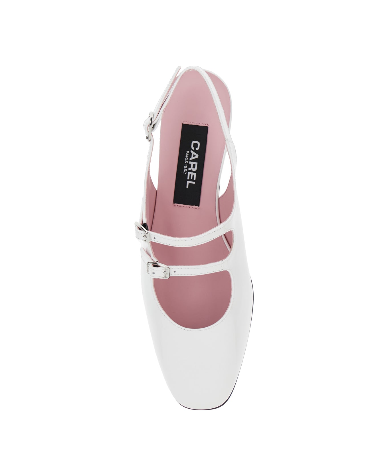 Carel 'peche' White Mary Jane Pumps In Patent Leather Woman