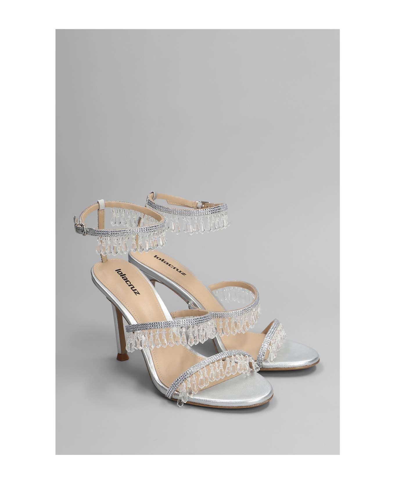 Lola Cruz Flamenca 95 Sandals In Silver Leather - silver