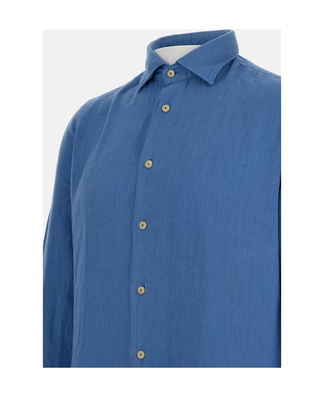 Drumohr Men
s Linen Shirt - Clear Blue