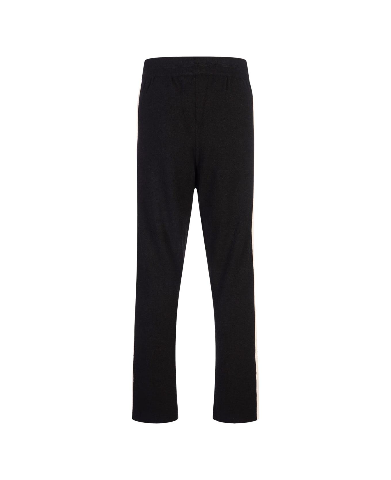 Palm Angels Black Wool And Cashmere Track Trousers - BLACK OFF WHITE