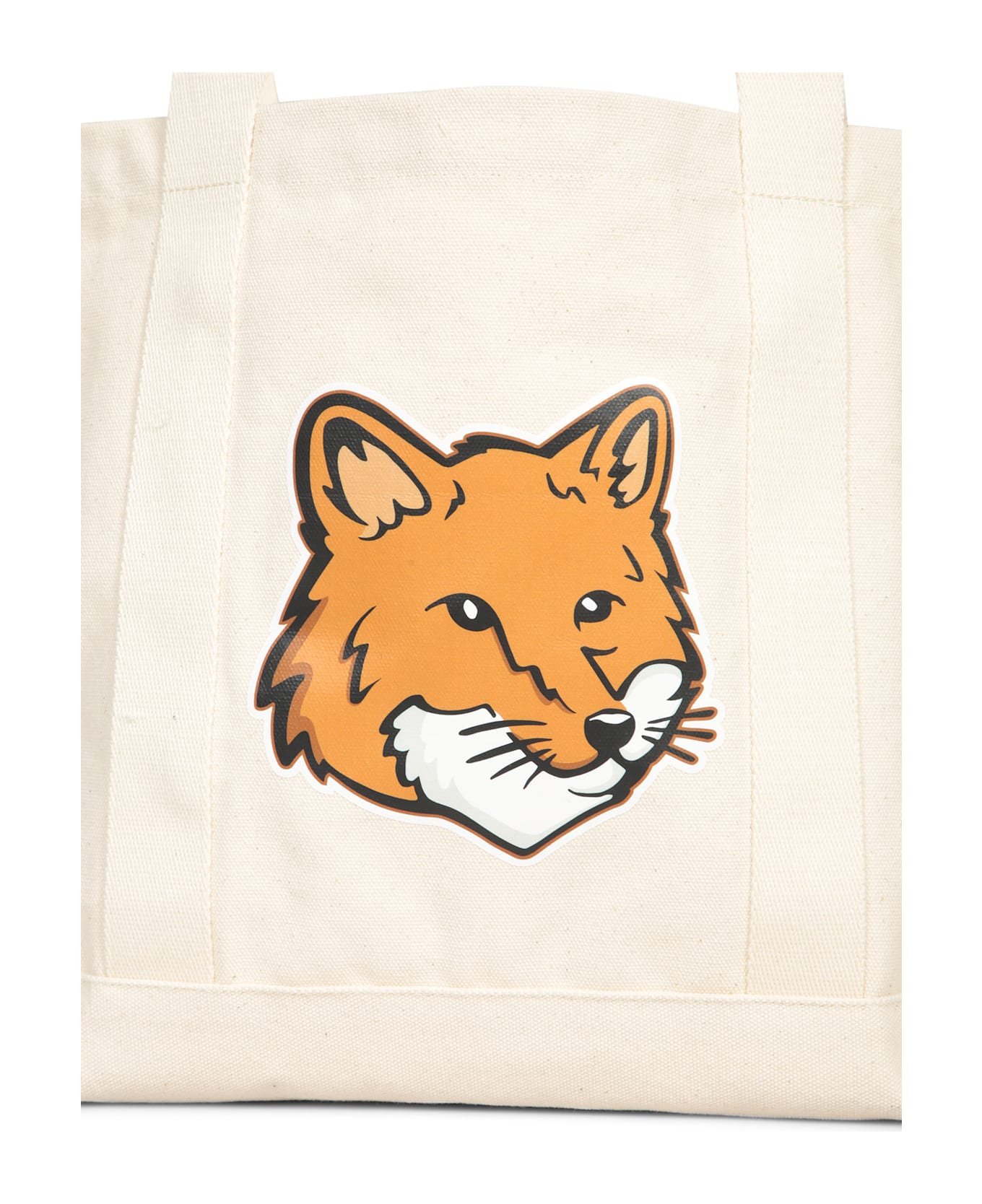 Maison Kitsuné Fox Head White Tote Bag - White