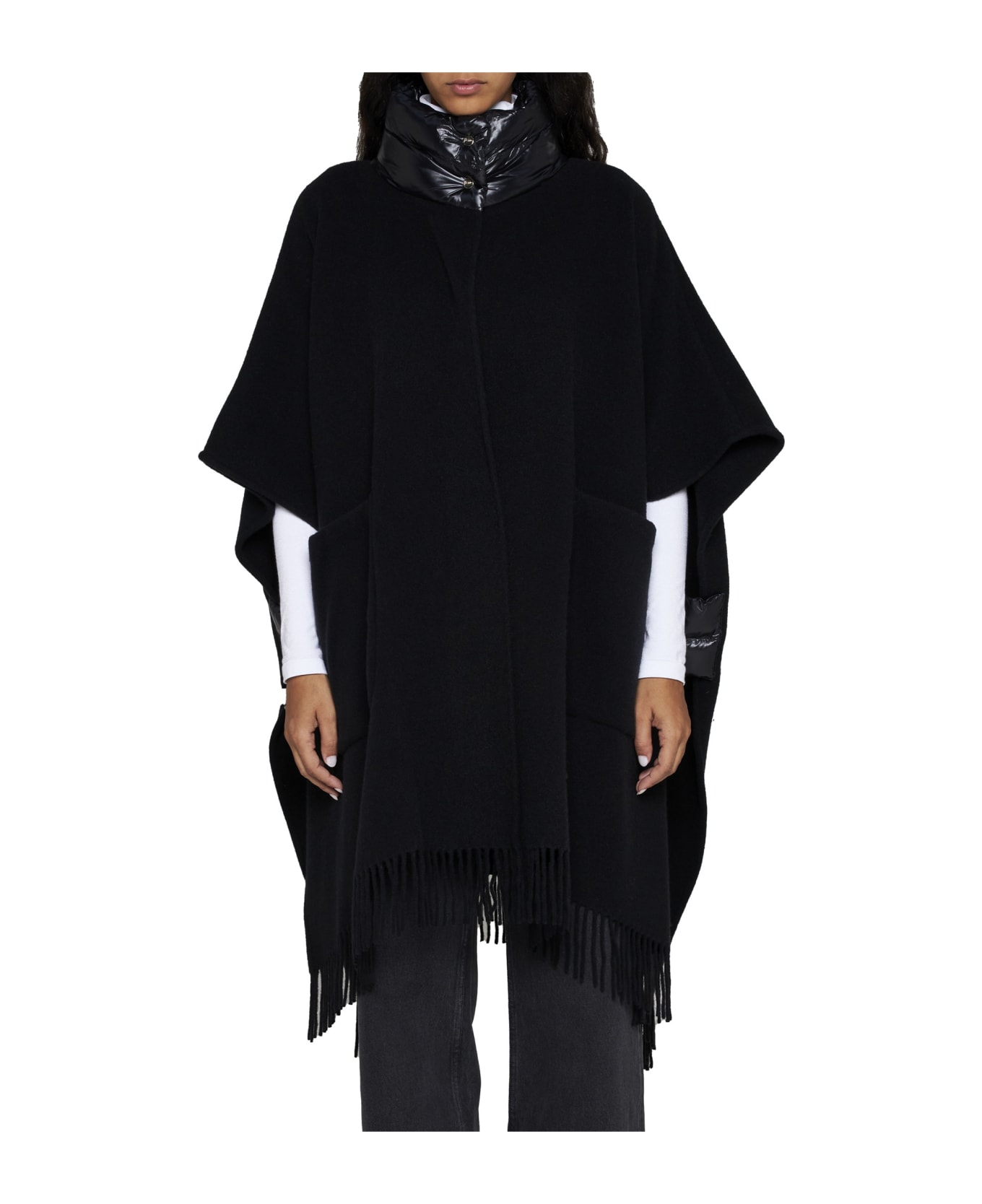 Herno Wool And Cashmere Blend Poncho - Black