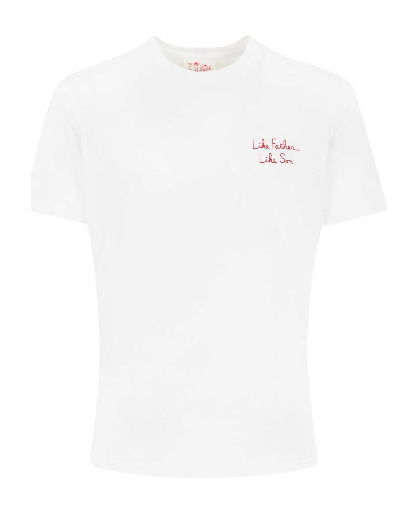 MC2 Saint Barth Simpson T-shirt With "like Father, Like Son" Embroidery - Bianco
