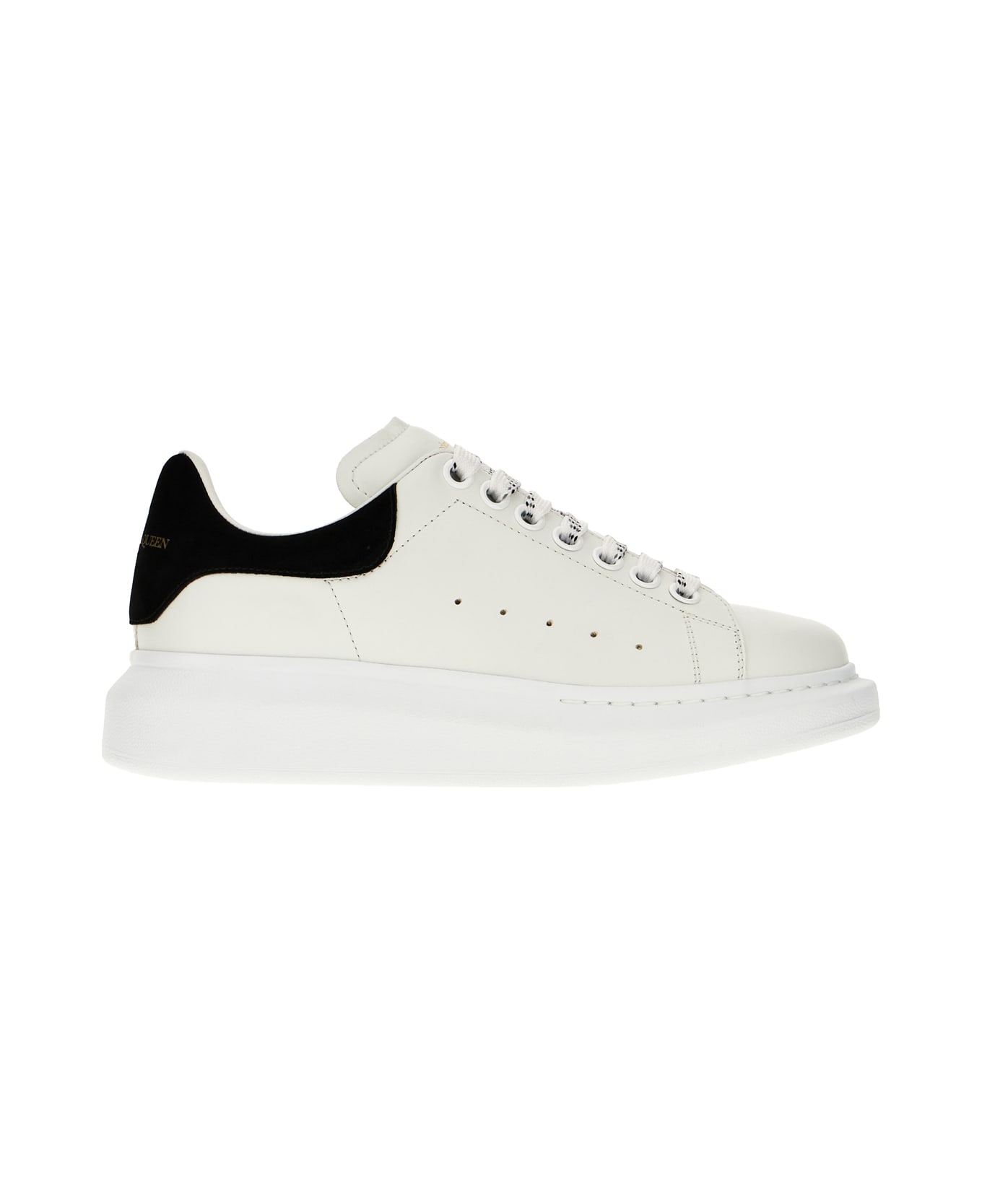 Alexander McQueen White Leather Sneakers With Black Suede Heel - WHITE BLACK