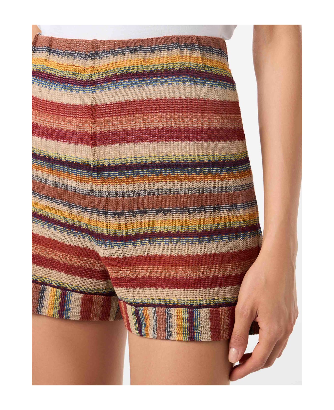 MC2 Saint Barth Navajo Style Knitted Shorts - BROWN