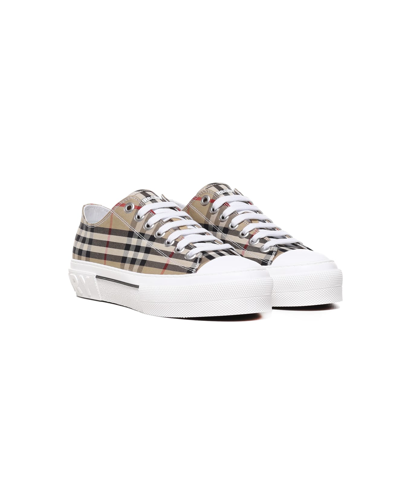 Burberry Cotton Sneaker With Vintage Check Pattern - Beige