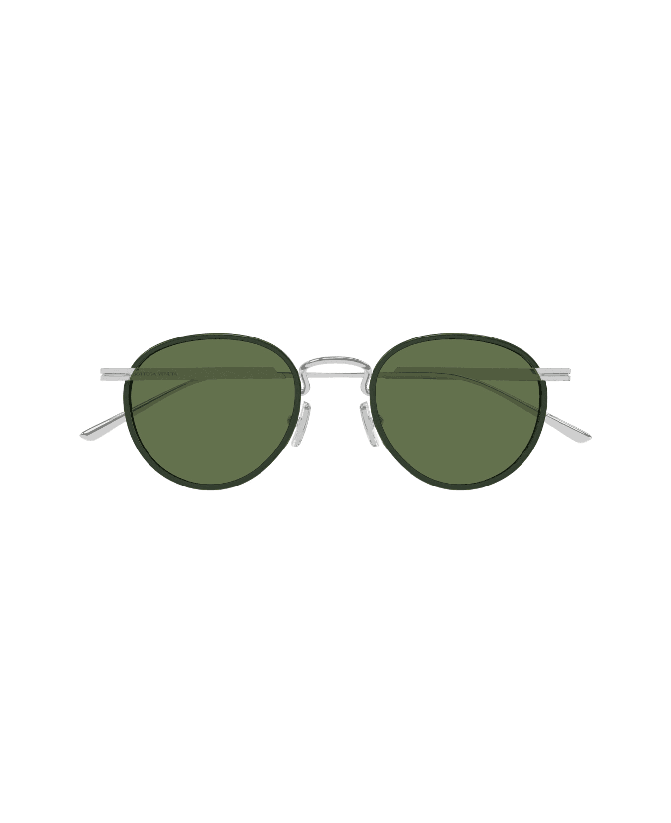 Bottega Veneta Eyewear Bottega Veneta Bv1389s Linea Ribbon 003 Silver Green Sunglasses - Argento
