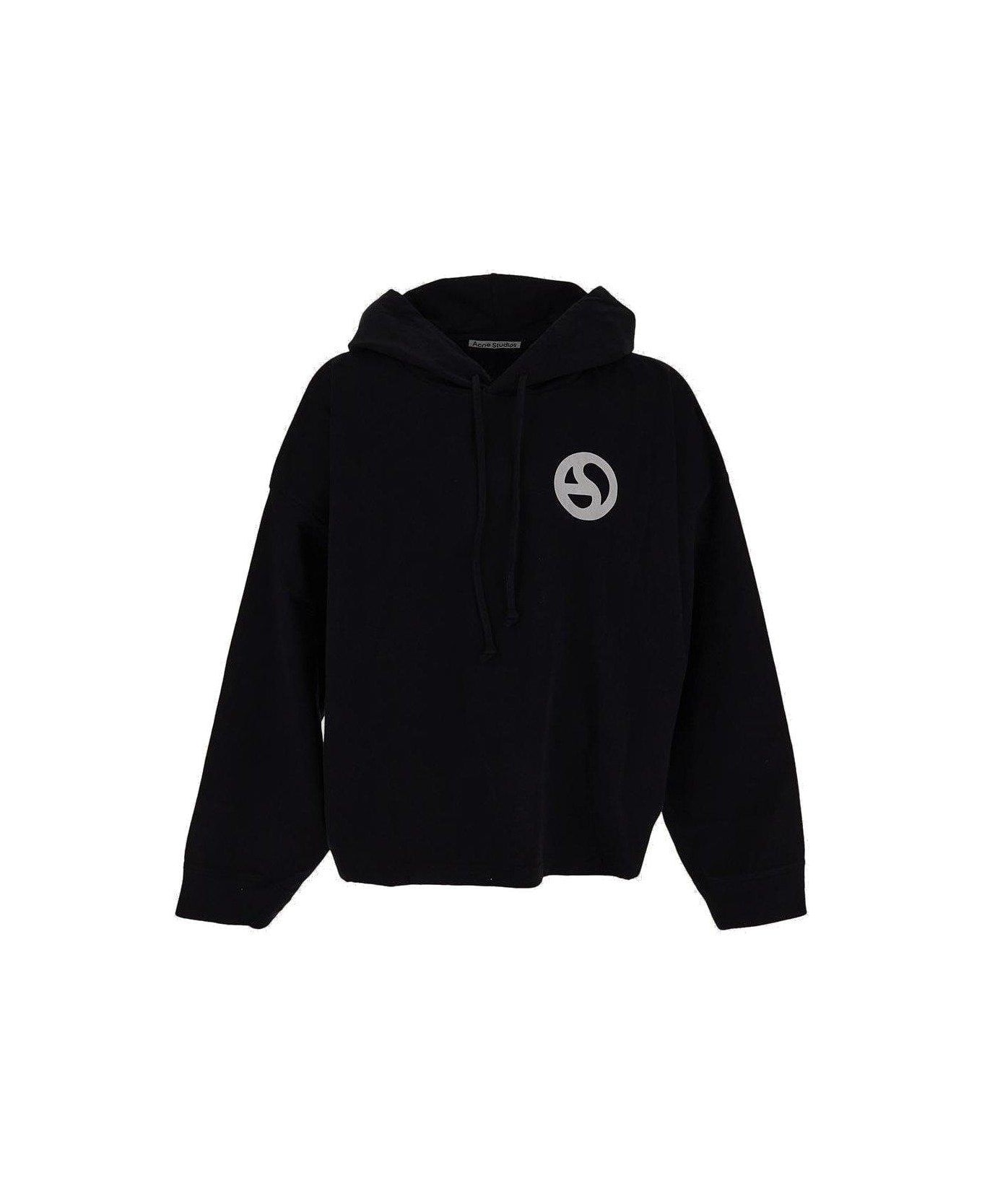 Acne Studios Logo Printed Drawstring Hoodie - Black