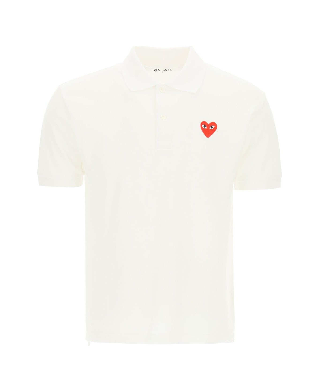 Comme des Garçons Play Heart Logo Polo Shirt - White