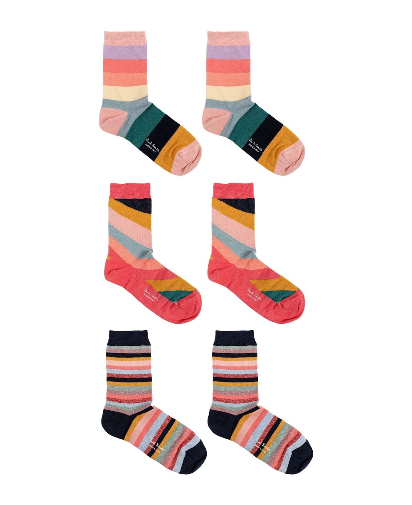 Paul Smith Three Pack Of Cotton Socks With Lurex Thread - MultiColour