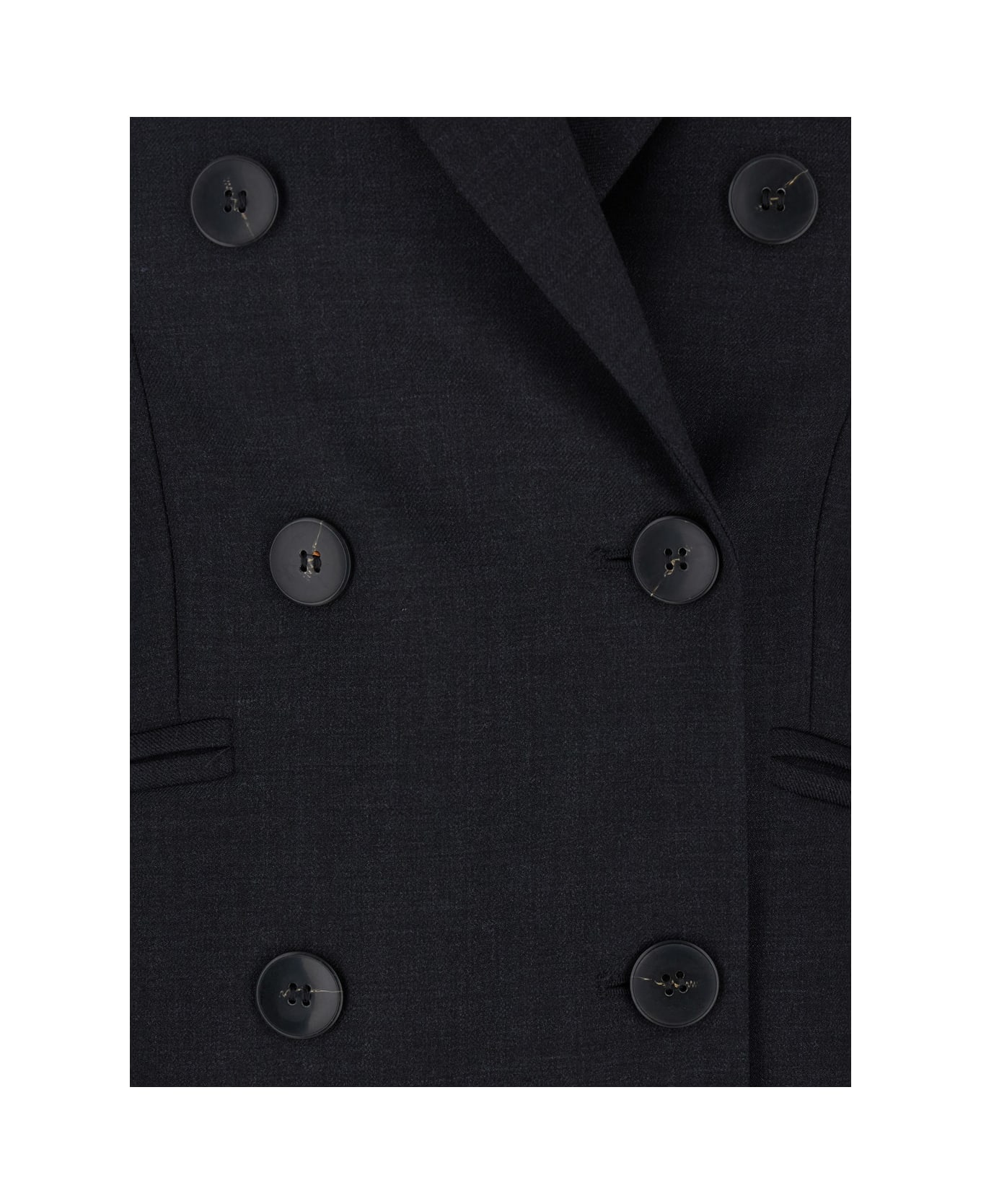 Merci Grey Double-breasted Jacket With Peak Revers In Fabric Woman - Grey