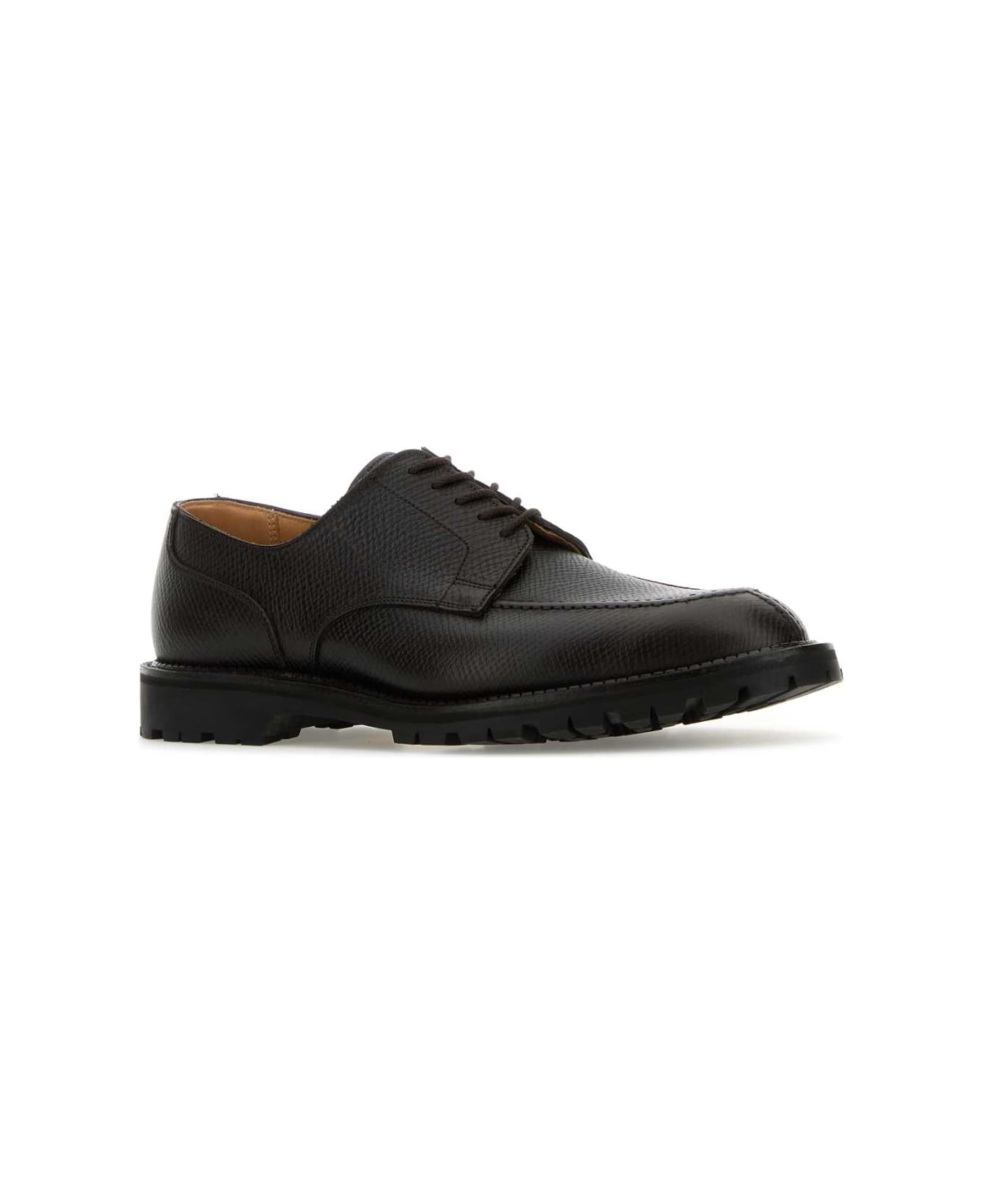 Crockett 
Jones Dark Brown Leather Denver Lace-up Shoes - DARK BROWN HATCH GRAIN
