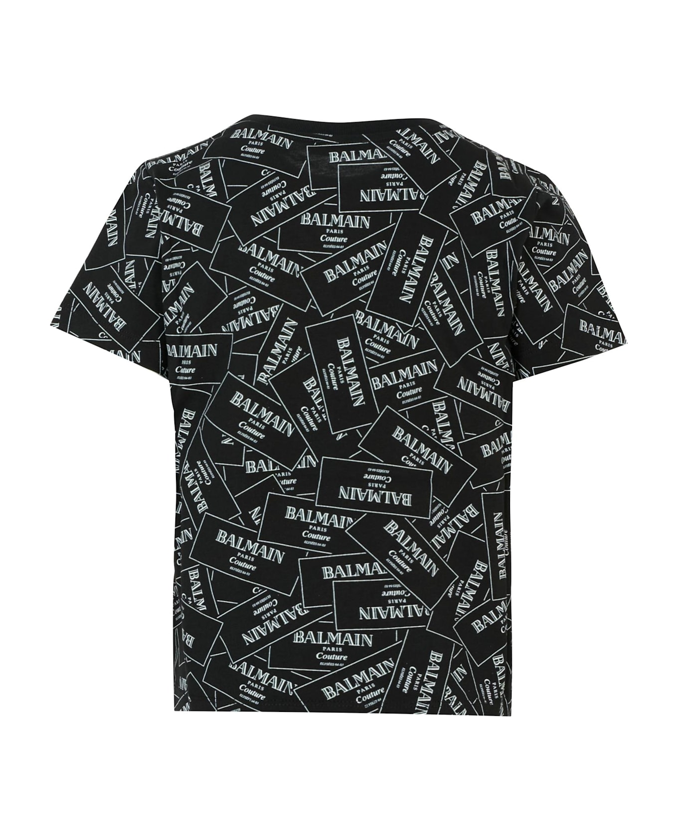 Balmain Black T-shirt For Kids With Logo - Black