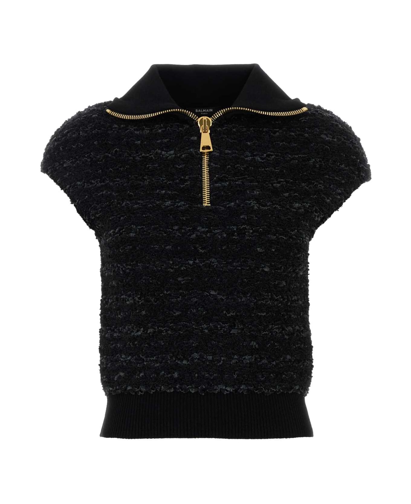 Balmain Melange Black Boucle Vest - NOIR