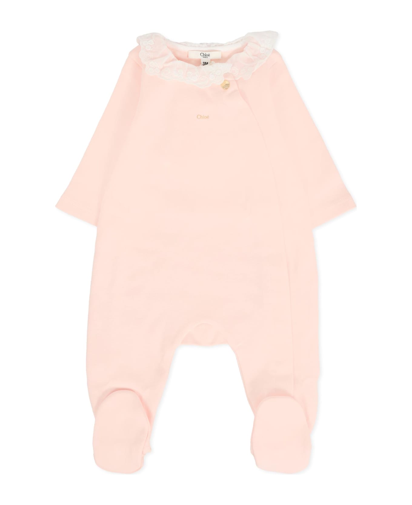 Chloé Pink Babygrow Set For Baby Girl With Logo - Pink