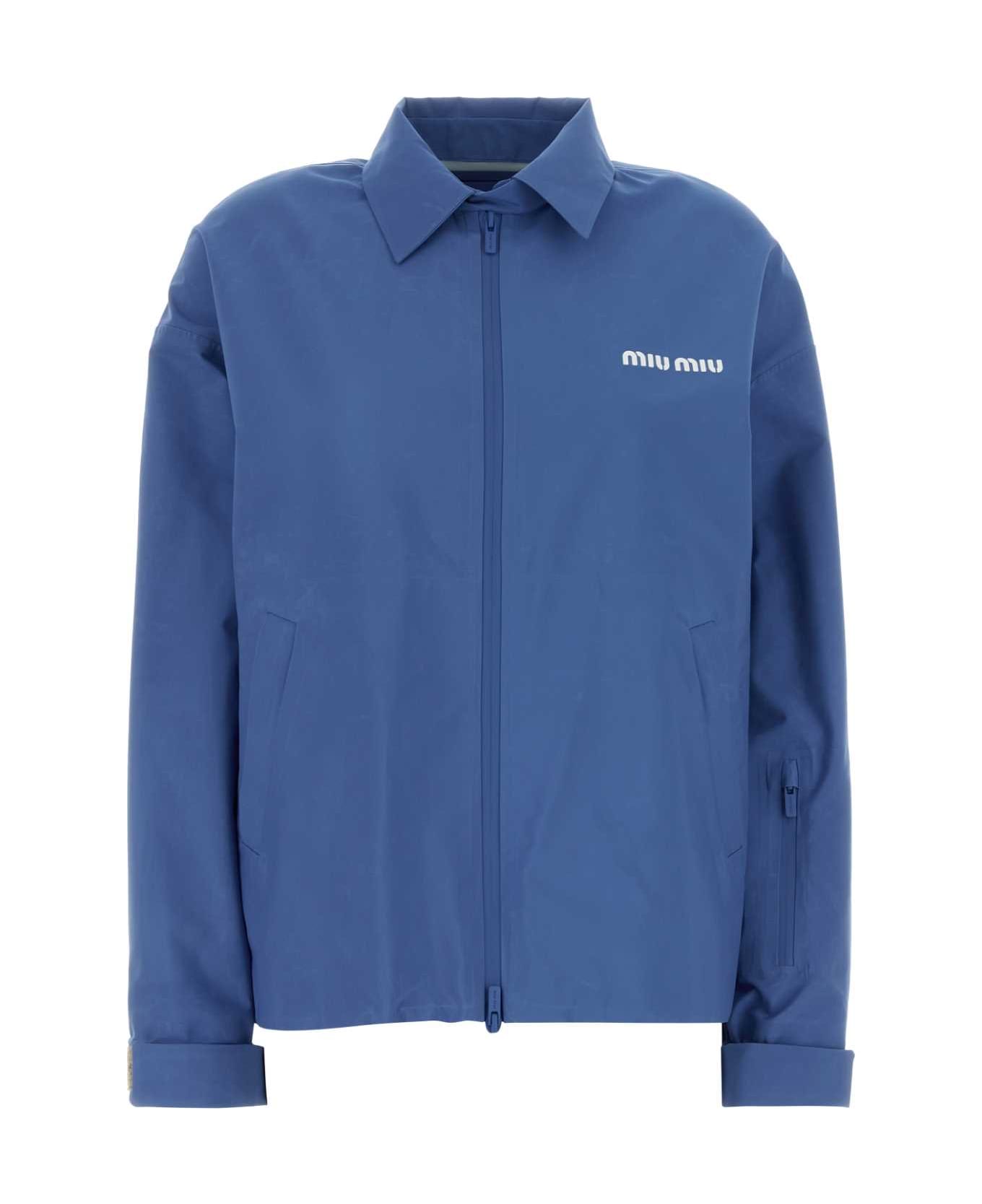 Miu Miu Cerulean Tech Fabric Windbreaker - PERVINCA
